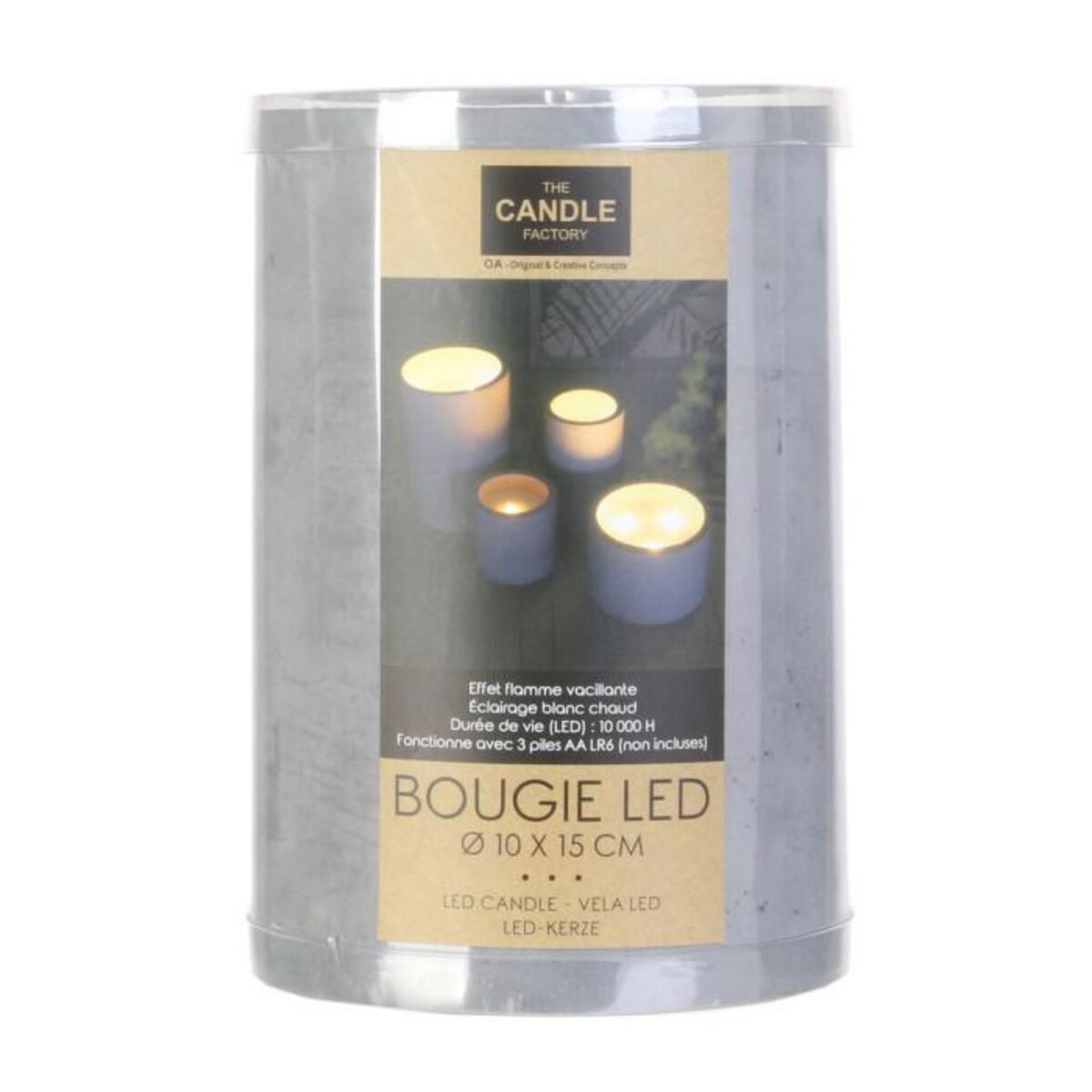 The Home Deco Factory Bougie LED design ciment Factory - Gris
