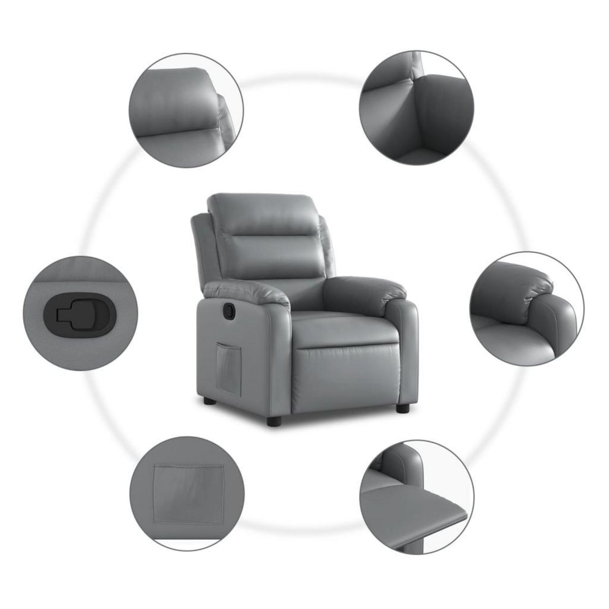VIDAXL Fauteuil inclinable Gris Similicuir