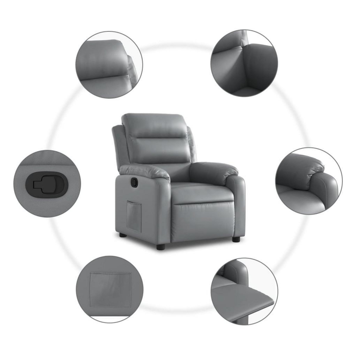 VIDAXL Fauteuil inclinable Gris Similicuir
