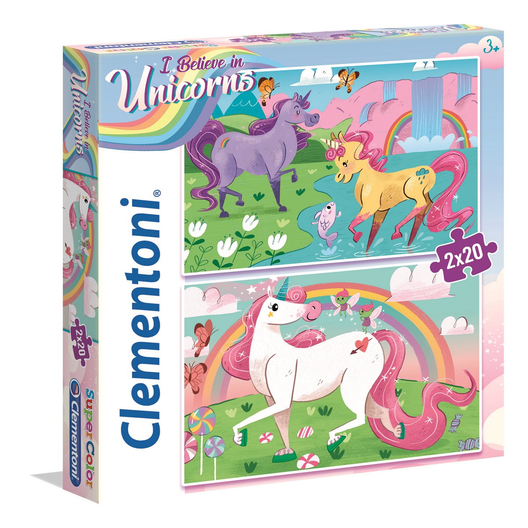 CLEMENTONI Puzzle super color - Licornes - 2x20 pièces