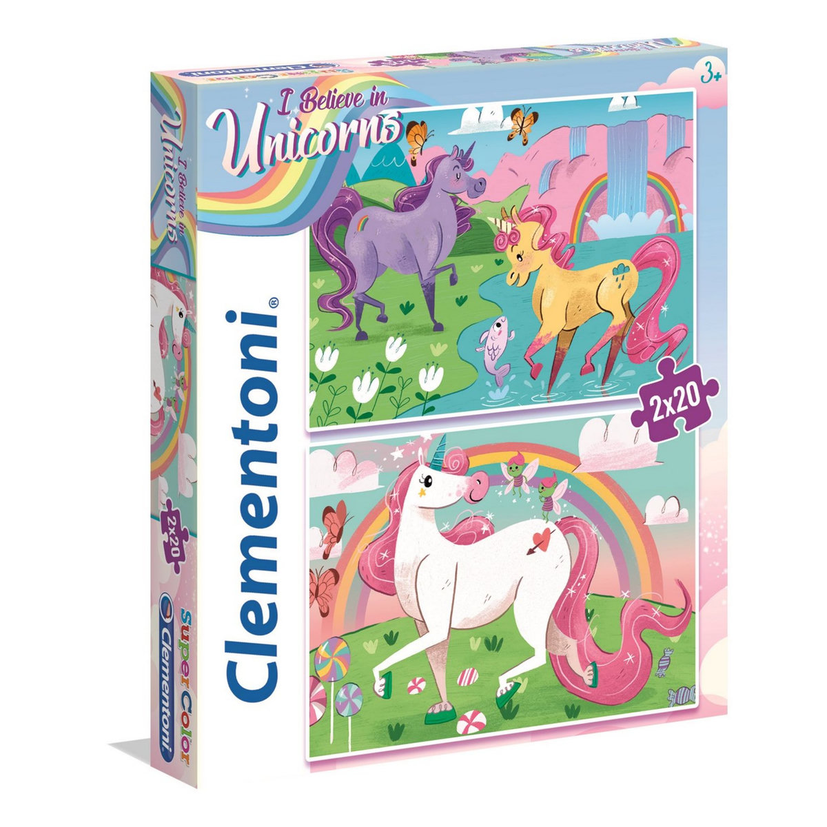 CLEMENTONI Puzzle super color - Licornes - 2x20 pièces