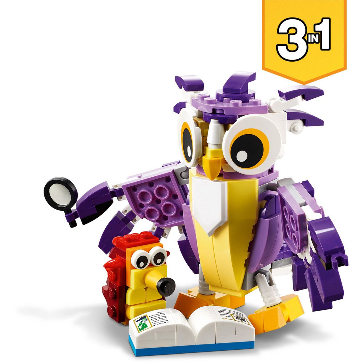 LEGO Creator 31125 Fabuleuses Créatures de la Forêt, Jouet 3 en 1 Hibou Hérisson Lapin