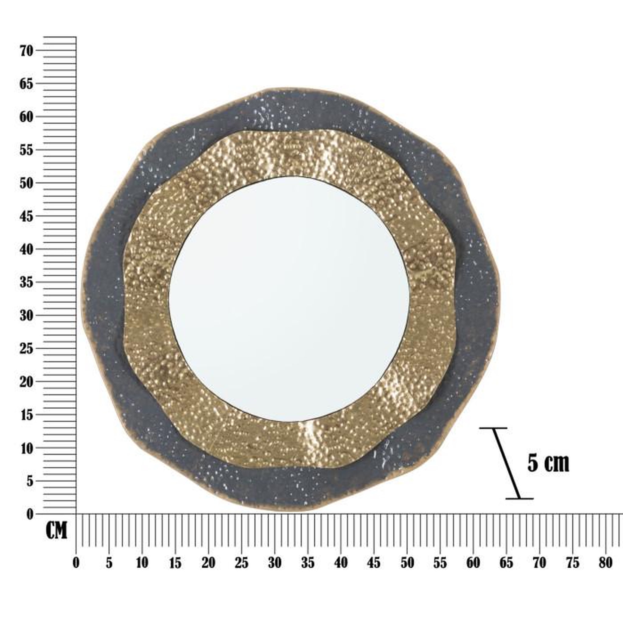 Voir la diapositive 6 : Paris Prix Miroir Mural Design  Shai  65cm Gris & Or