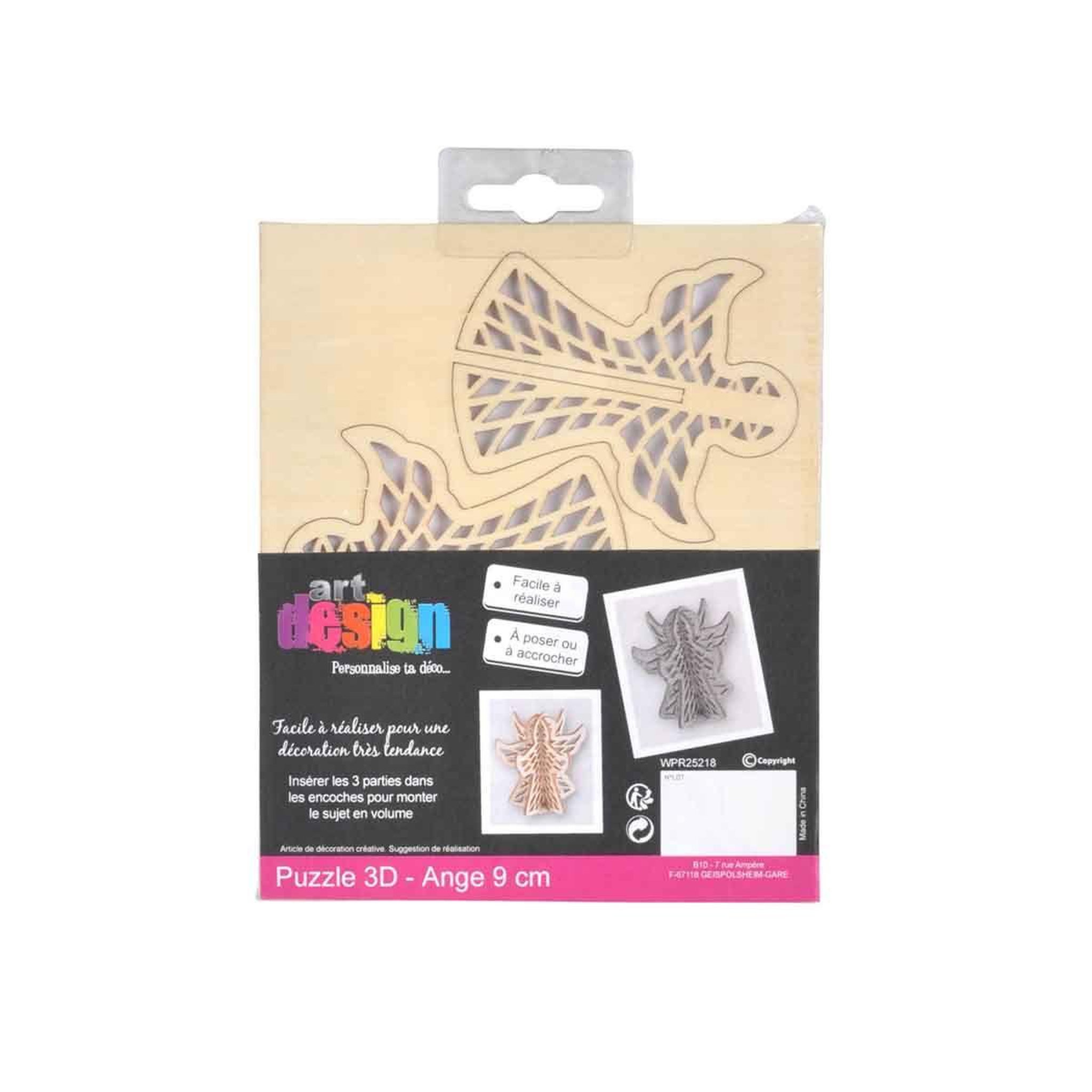 Voir la diapositive 3 : ARTDESIGN Puzzle 3d à personnaliser  ange de noël  9cm naturel