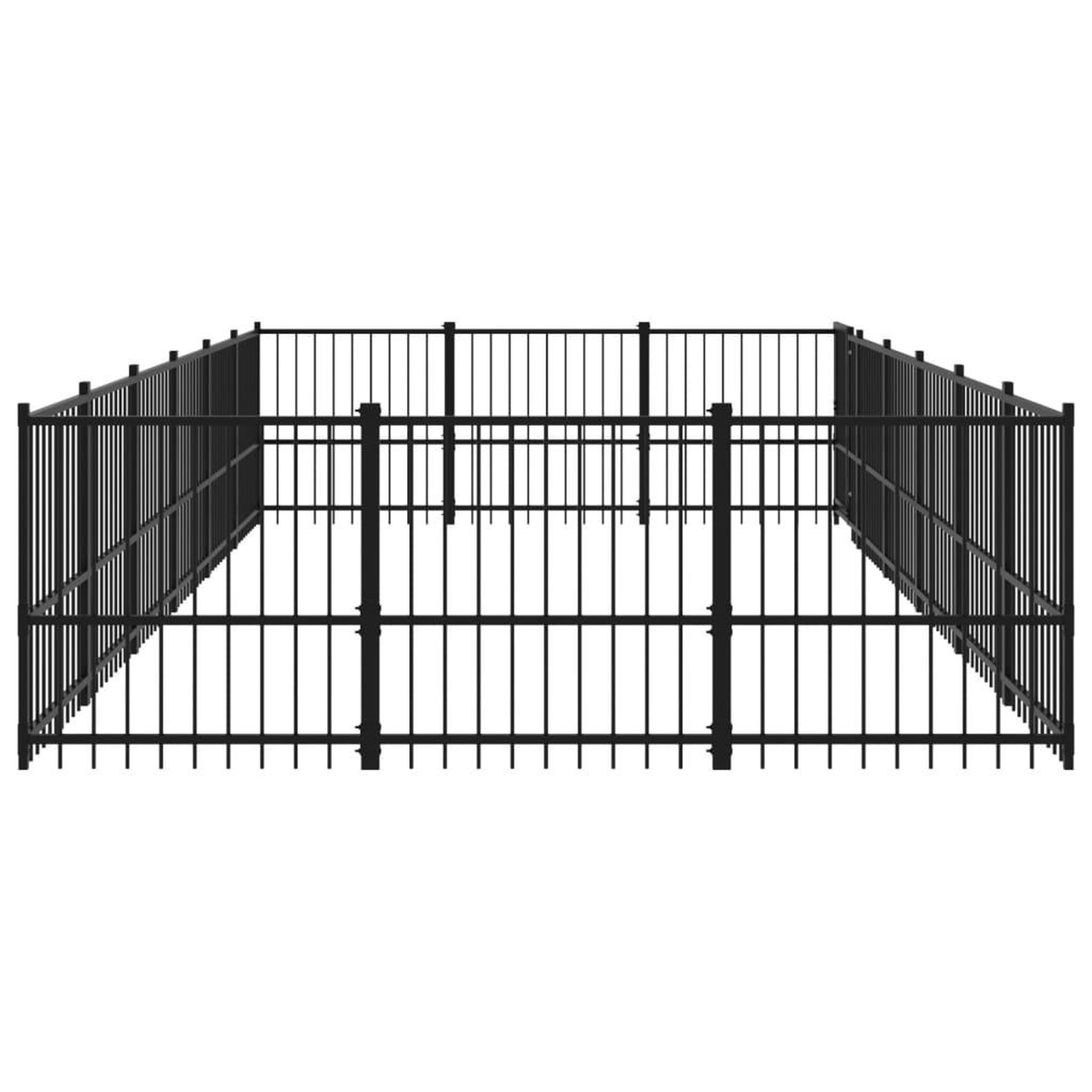 Voir la diapositive 4 : VIDAXL Chenil d'exterieur pour chiens Acier 16,94 m²