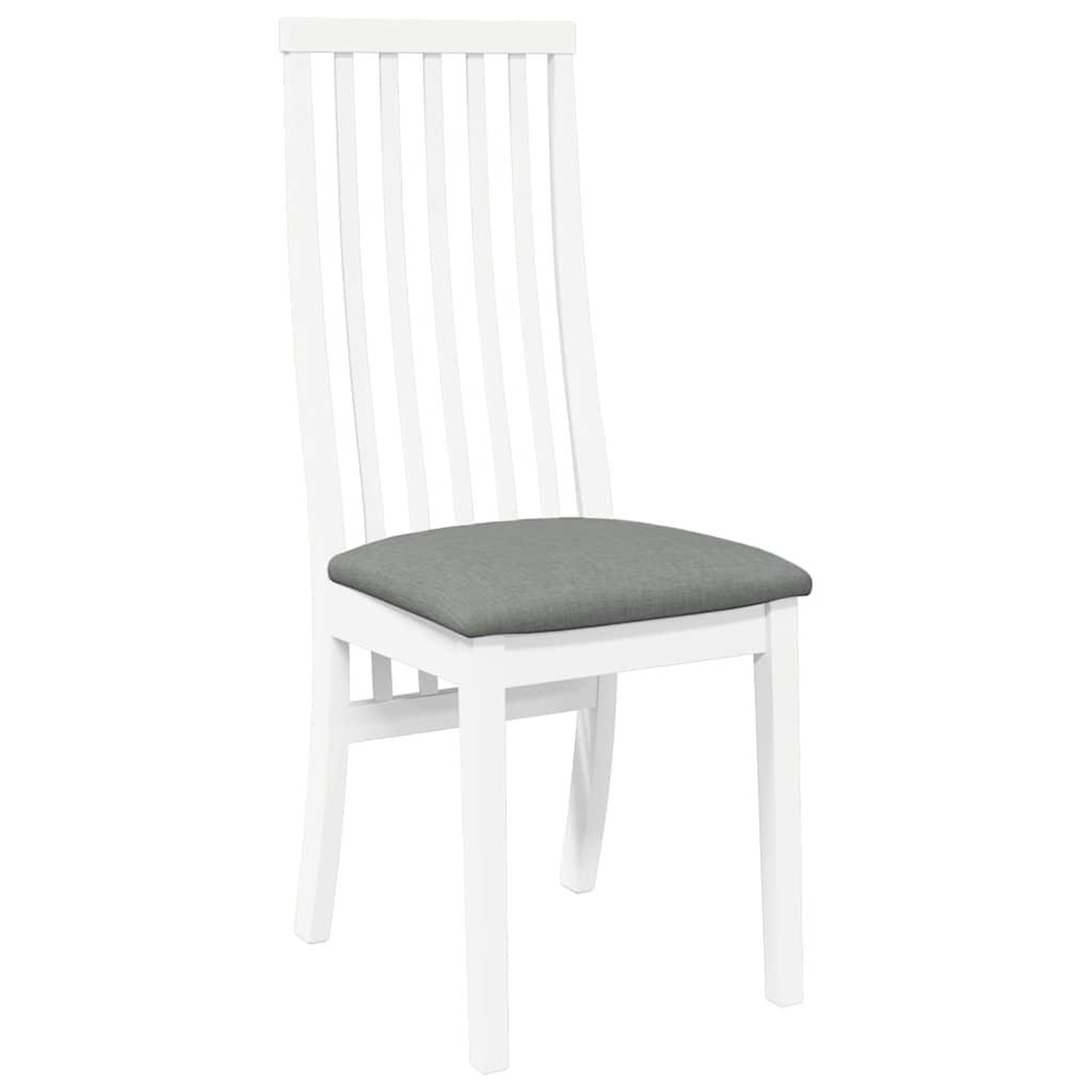 Voir la diapositive 4 : VIDAXL Chaises a manger coussins 2 pcs blanc bois massif caoutchouc
