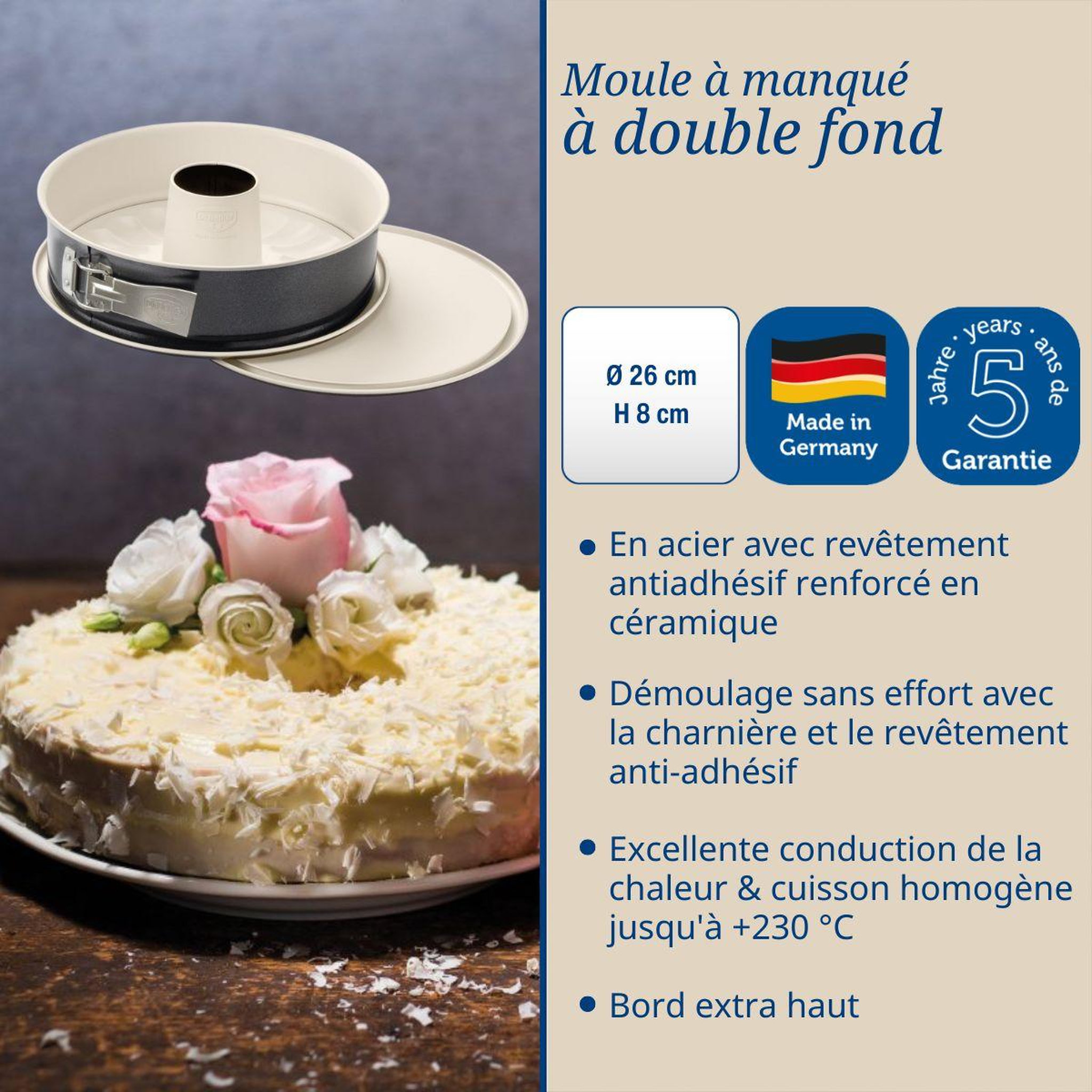 Voir la diapositive 3 : DR.OETKER Lot de 2 moules à manqué 26/26 cm en acier et céramique dr oetker back-trend