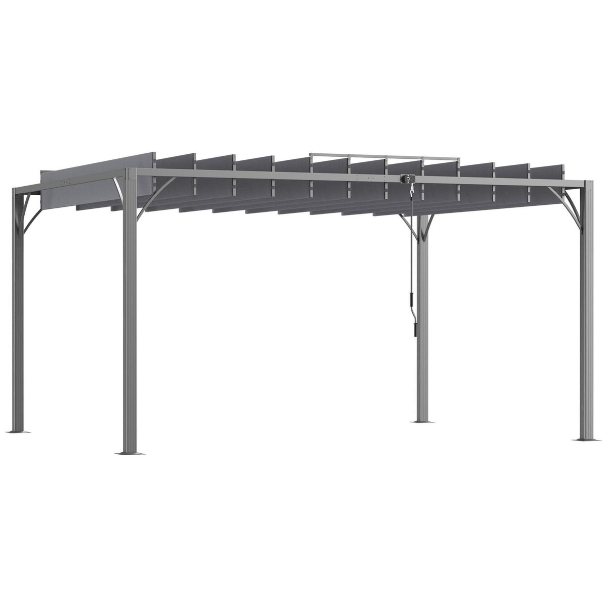 OUTSUNNY Pergola lames orientables dim. 3,9L x 2,95l x 2,13H m structure alu. acier époxy polyester gris