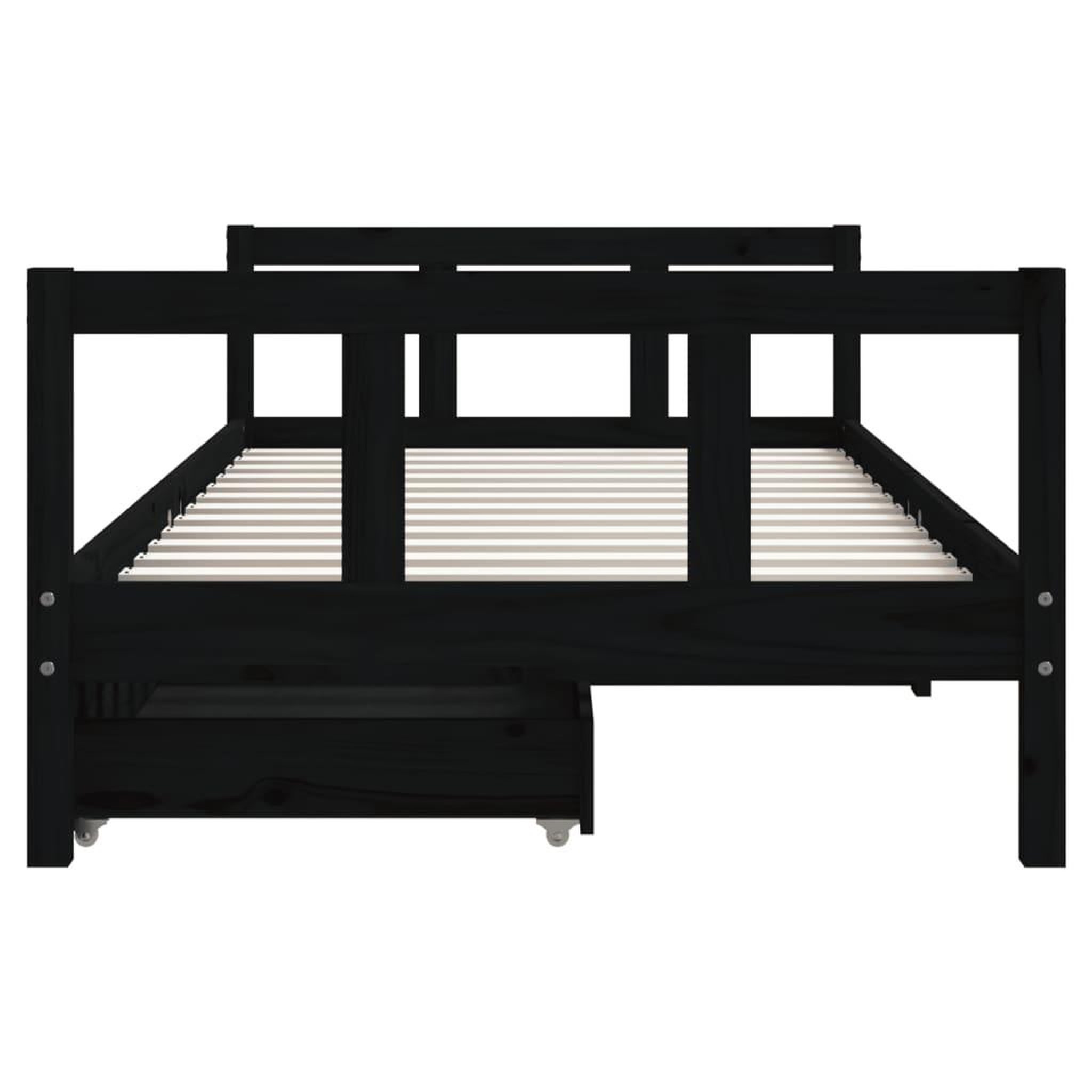 Voir la diapositive 5 : VIDAXL Cadre de lit d'enfants tiroirs noir 90x190cm bois de pin massif