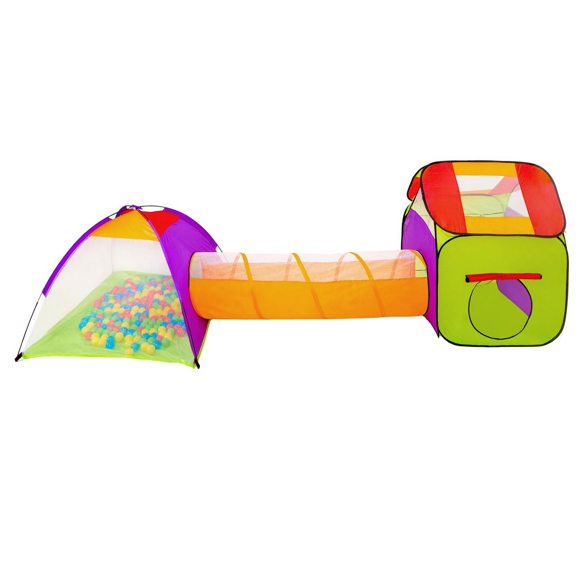 tectake Tente de jeux enfants avec tunnels, igloo, 200 balles et toit amovible multicolore