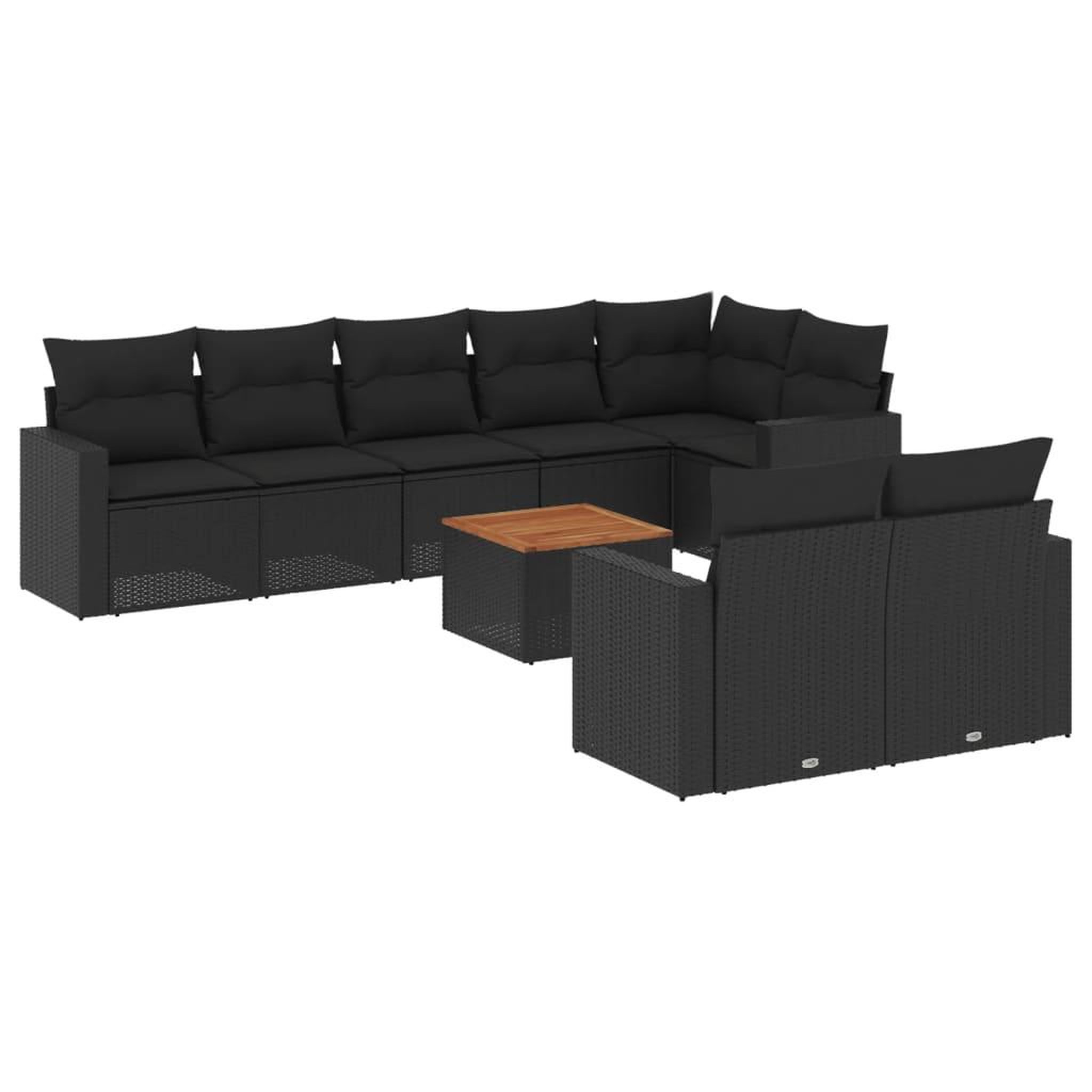 Voir la diapositive 2 : VIDAXL Salon de jardin 9 pcs avec coussins noir resine tressee