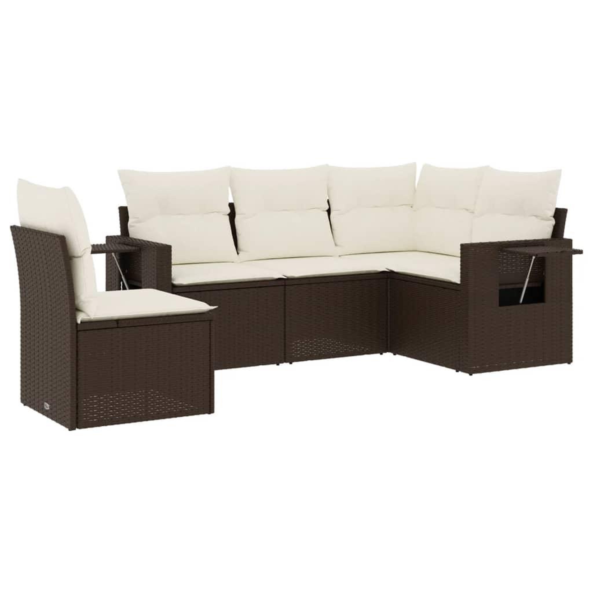 Voir la diapositive 2 : VIDAXL Salon de jardin avec coussins 5 pcs marron resine tressee