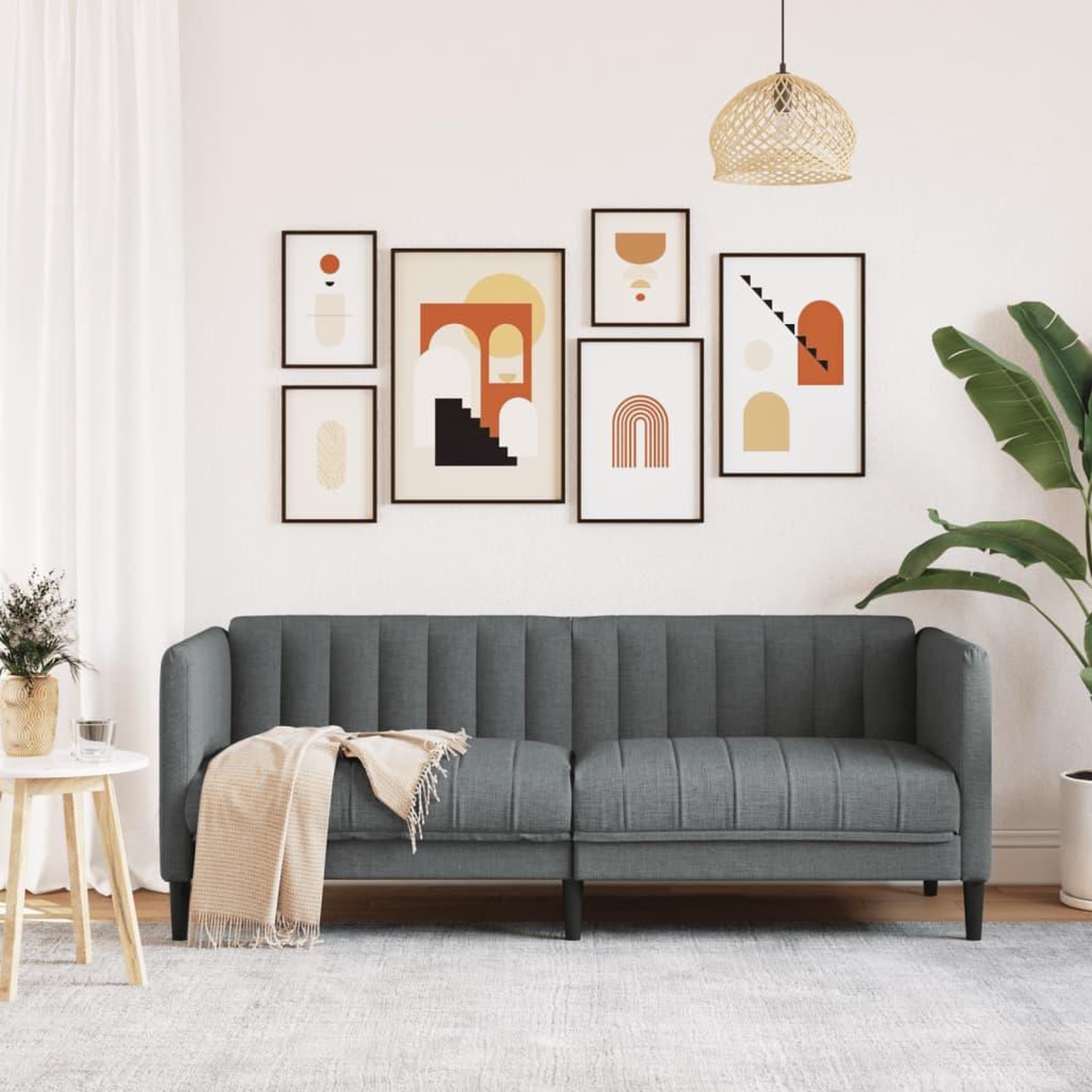 Voir la diapositive 3 : VIDAXL Canape a 2 places gris fonce tissu