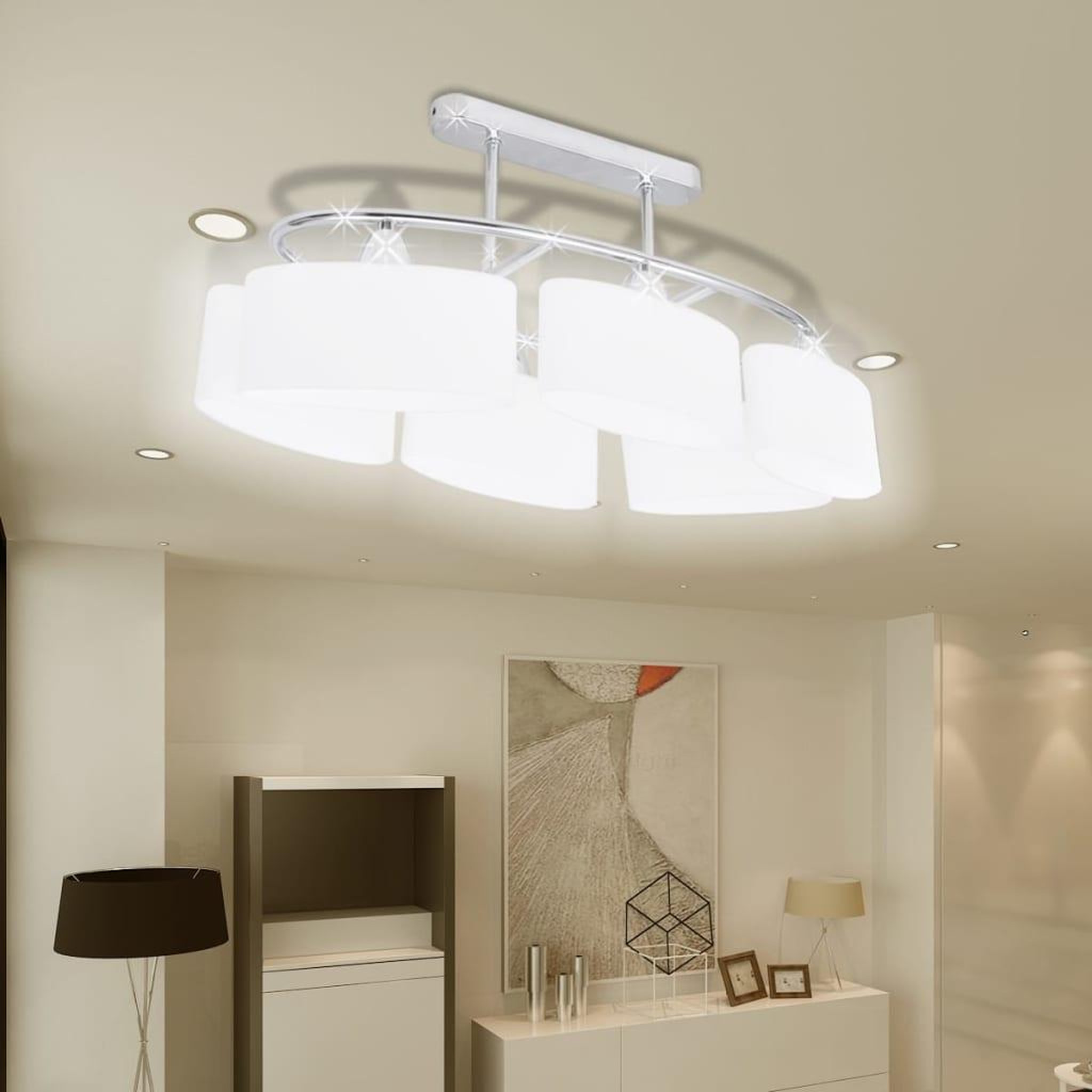 VIDAXL Plafonnier avec abat-jours en verre ellipsoïde 2 pcs E14