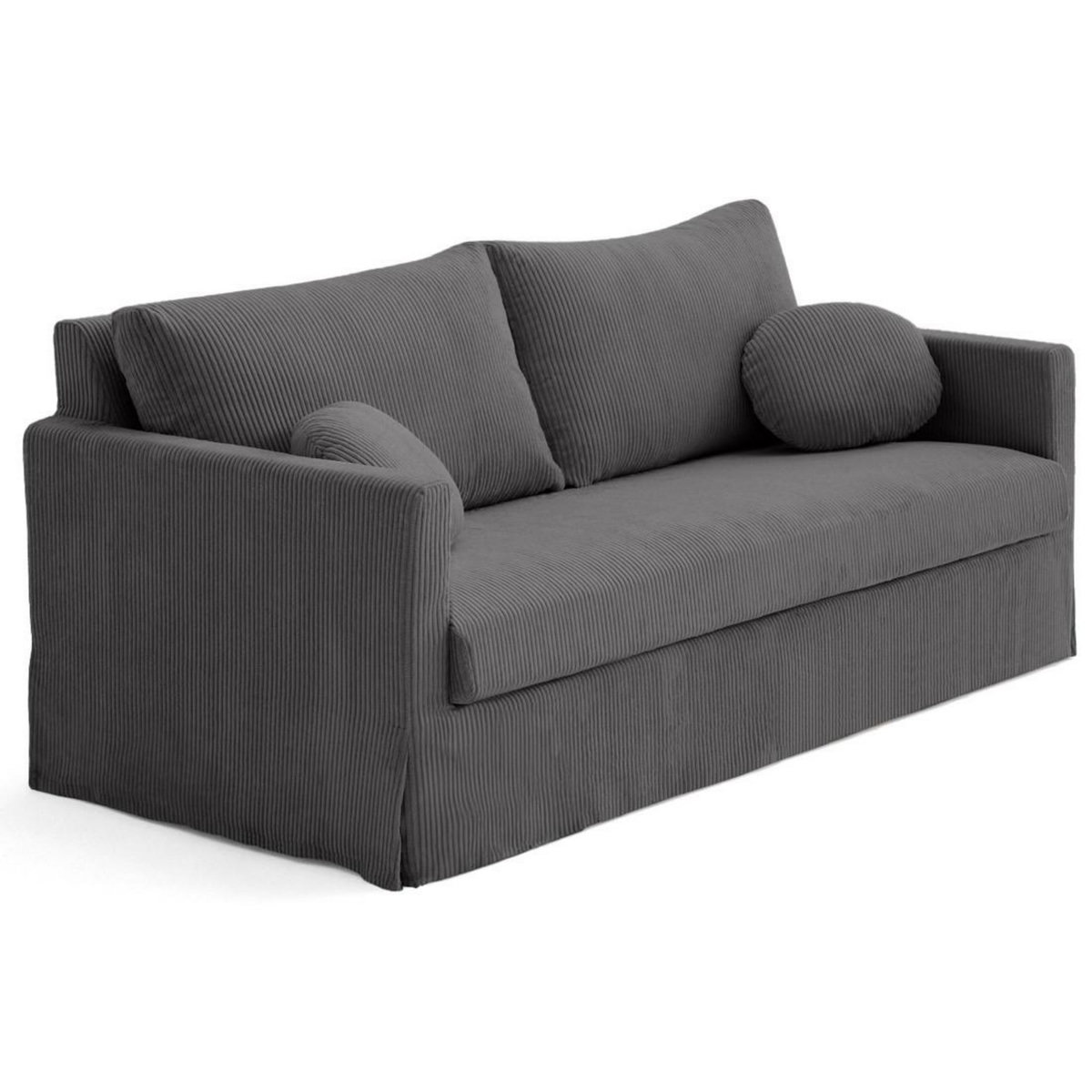 LISA DESIGN Serena - canapé droit déhoussable 3 places en velours côtelé