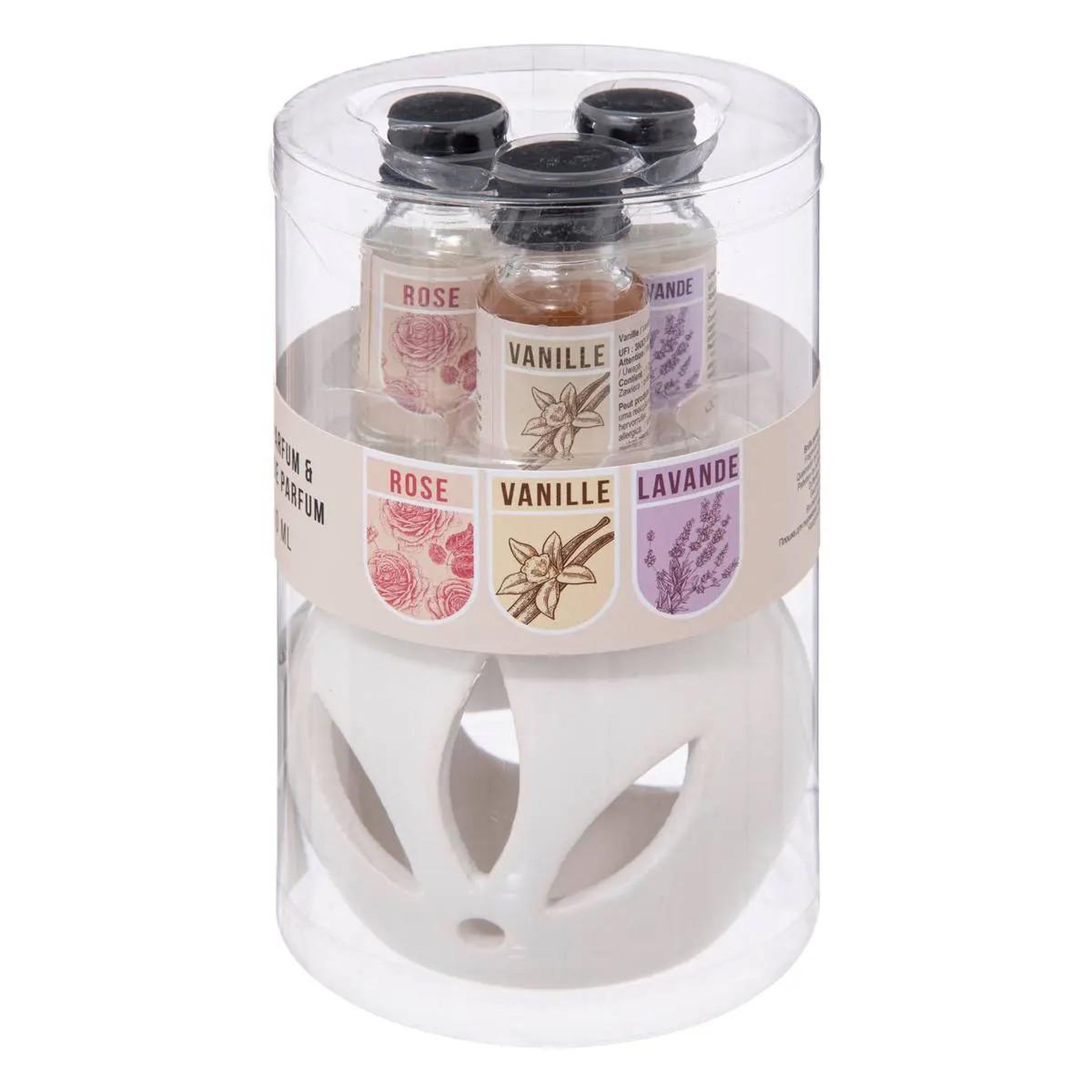 Voir la diapositive 2 : ATMOSPHERA Brûle-Parfum & 3 Flacons d'Huiles  Pura  10ml Floral