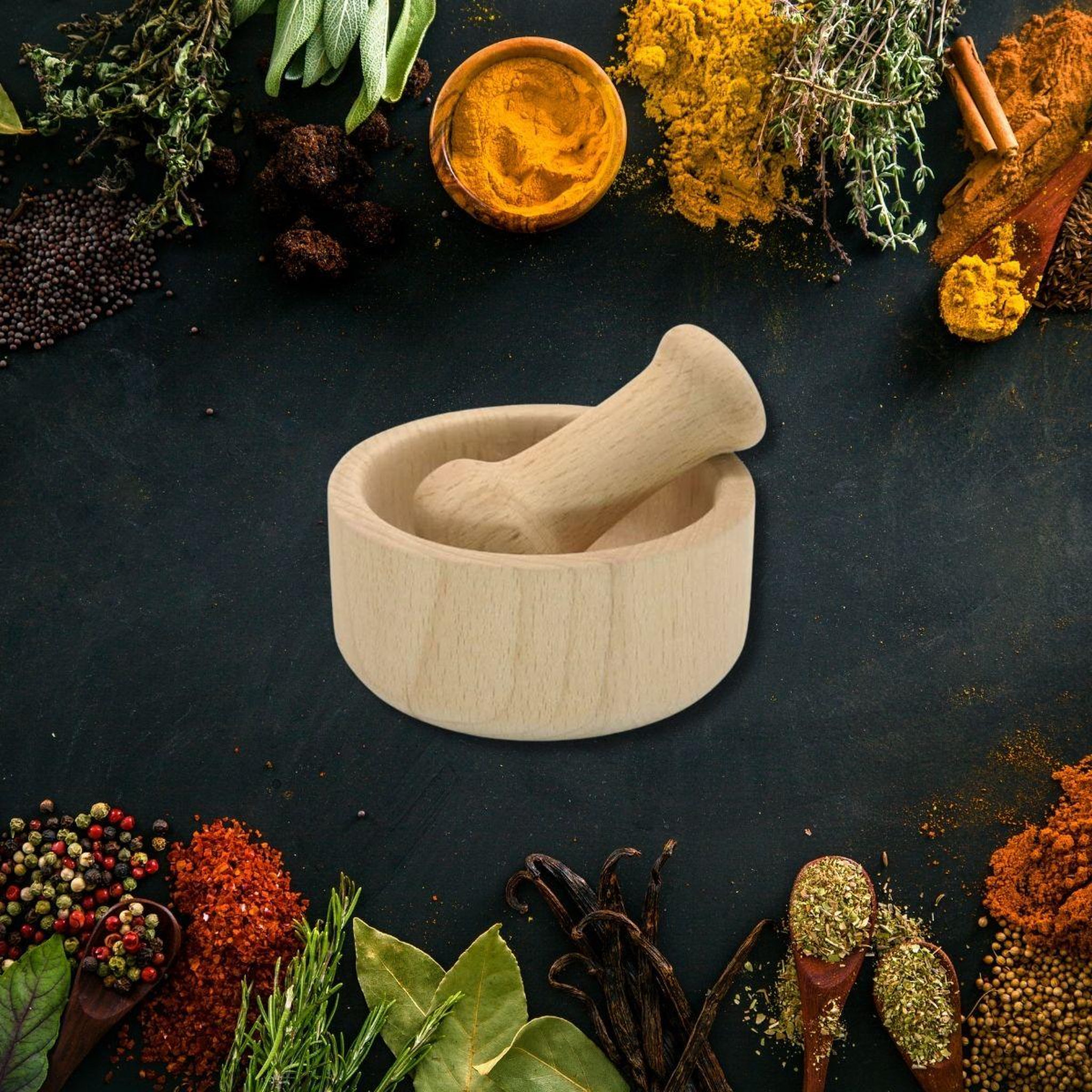 Voir la diapositive 2 : Fackelmann Mortier et pilon de cuisine en bois fackelmann wood edition
