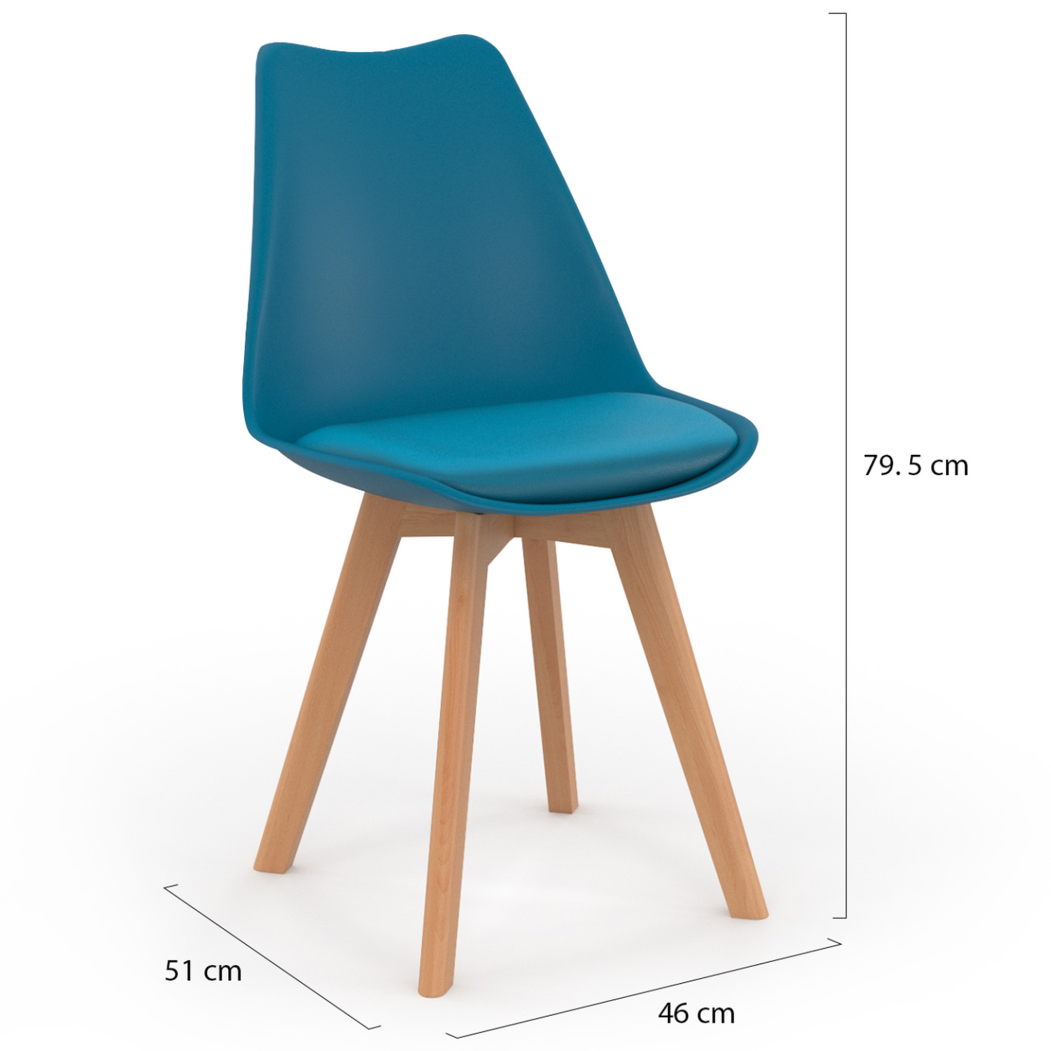 Voir la diapositive 5 : ID MARKET Lot de 4 chaises scandinaves sara bleu canard pour salle à manger