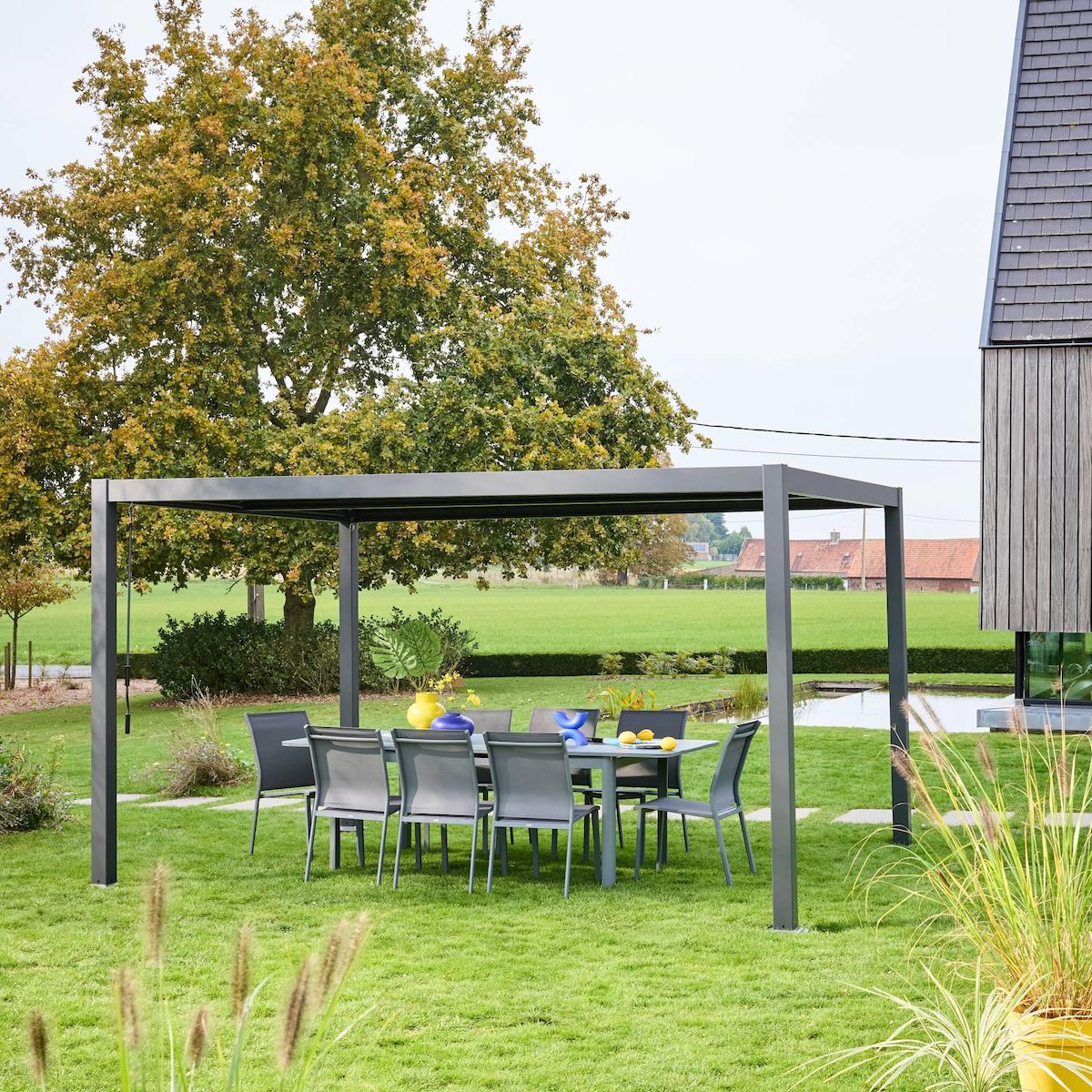 SWEEEK Pergola bioclimatique aluminium et acier lames orientables 4x3m Palace