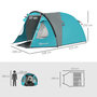 Voir la diapositive 3 : OUTSUNNY Tente de camping 2-4 personnes - tente dôme familiale imperméable - sac de transport inclus bleu