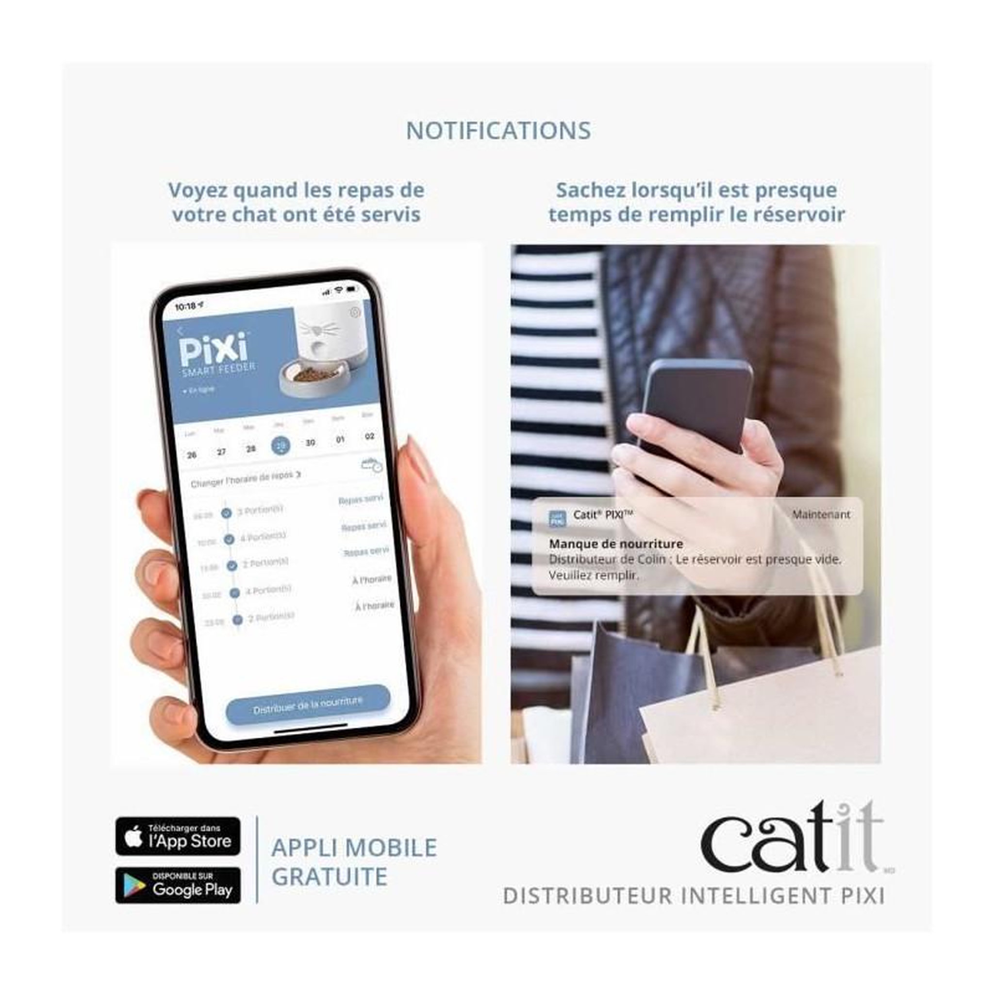 Voir la diapositive 4 : Cat'it CATIT - PIXI Distributeur de croquettes connecté pour chat - 1,2 kg (contrôlé par une application)