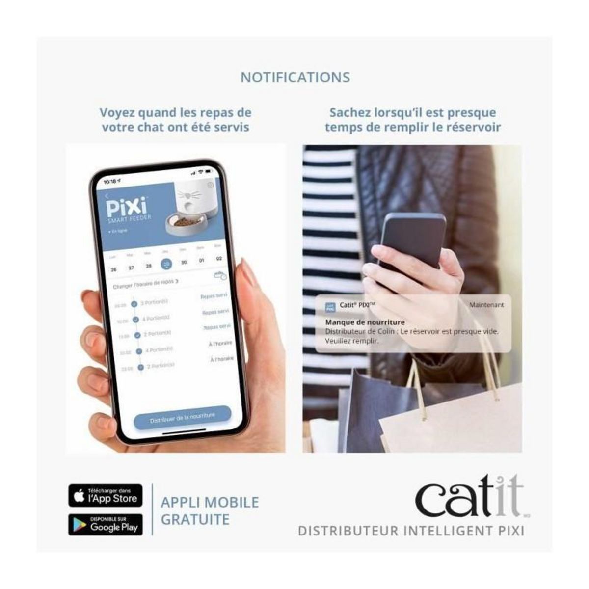 Cat'it CATIT - PIXI Distributeur de croquettes connecté pour chat - 1,2 kg (contrôlé par une application)