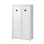 Vipack AMORI Lit simple 90x200cm  laqué blanc + Table de chevet + Armoire 2 portes