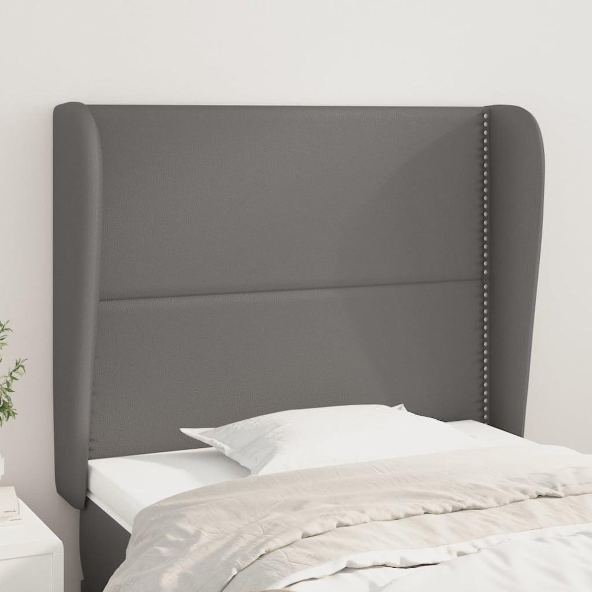 Voir la diapositive 1 : VIDAXL Tete de lit avec oreilles Gris 103x23x118/128 cm Similicuir