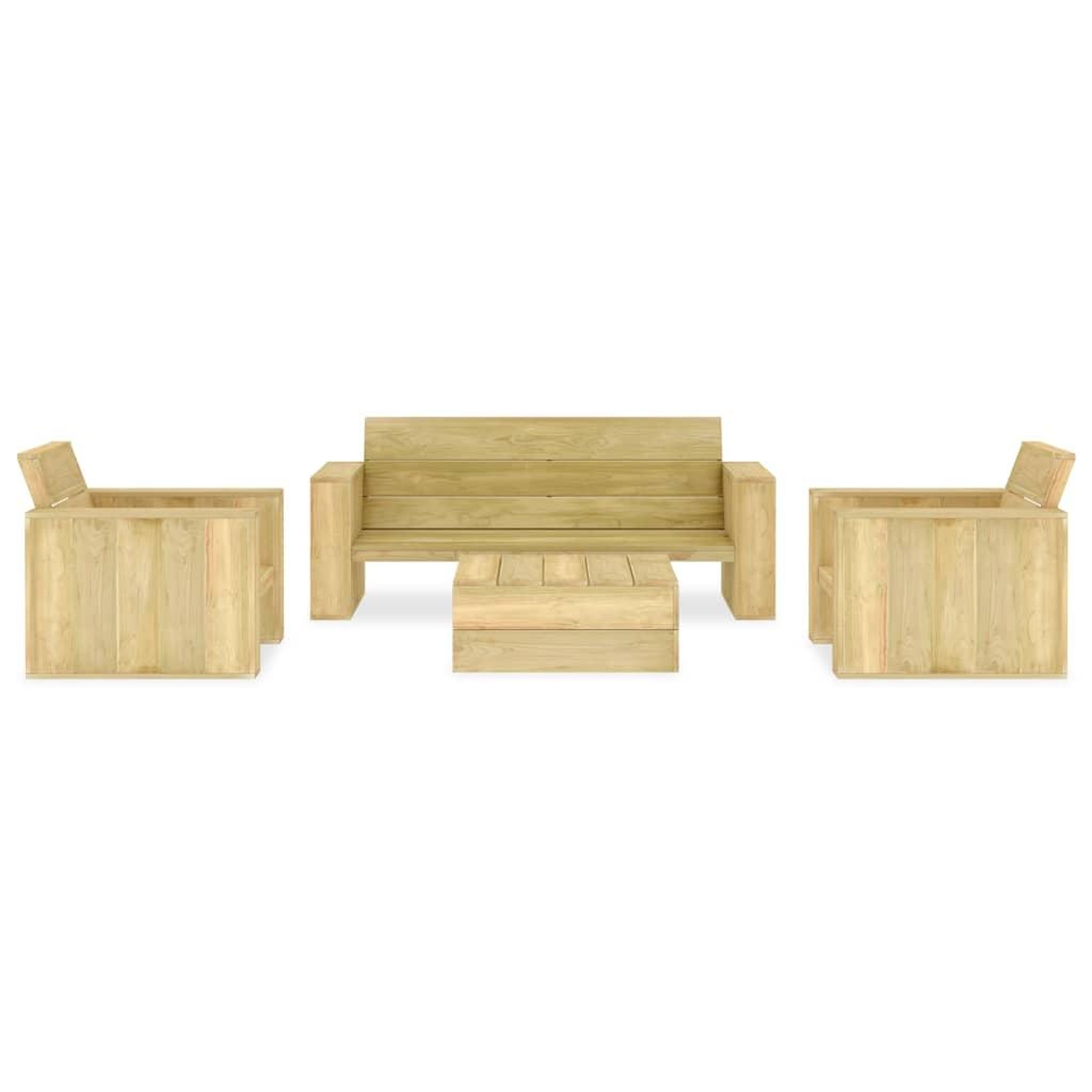 Voir la diapositive 2 : VIDAXL Salon de jardin 4 pcs Bois de pin impregne