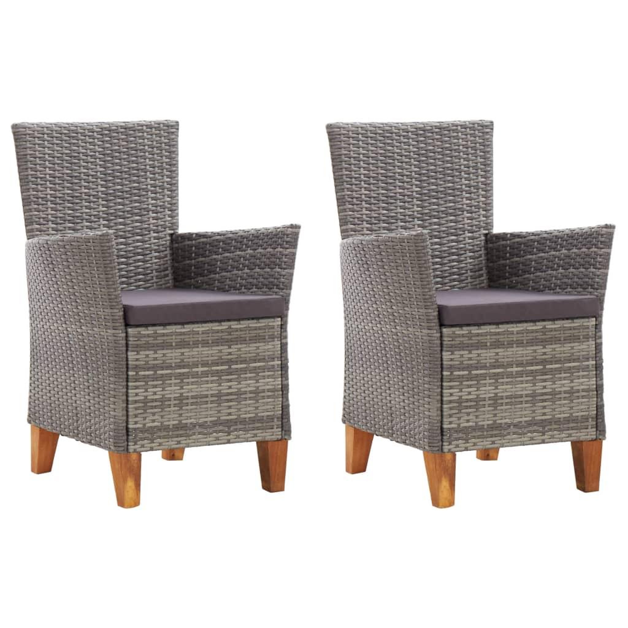 VIDAXL Chaises de jardin lot de 2 avec coussins Resine tressee Gris