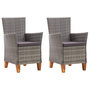 Voir la diapositive 1 : VIDAXL Chaises de jardin lot de 2 avec coussins Resine tressee Gris