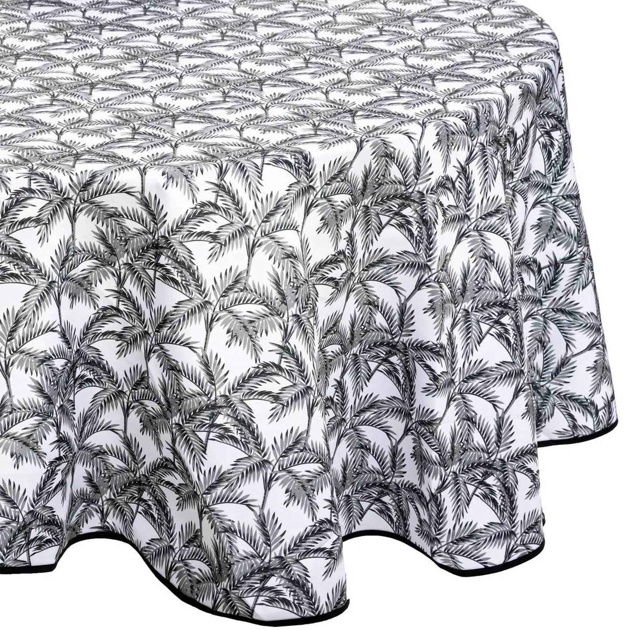 ATMOSPHERA Nappe antitache imprimée  palmier  180cm gris