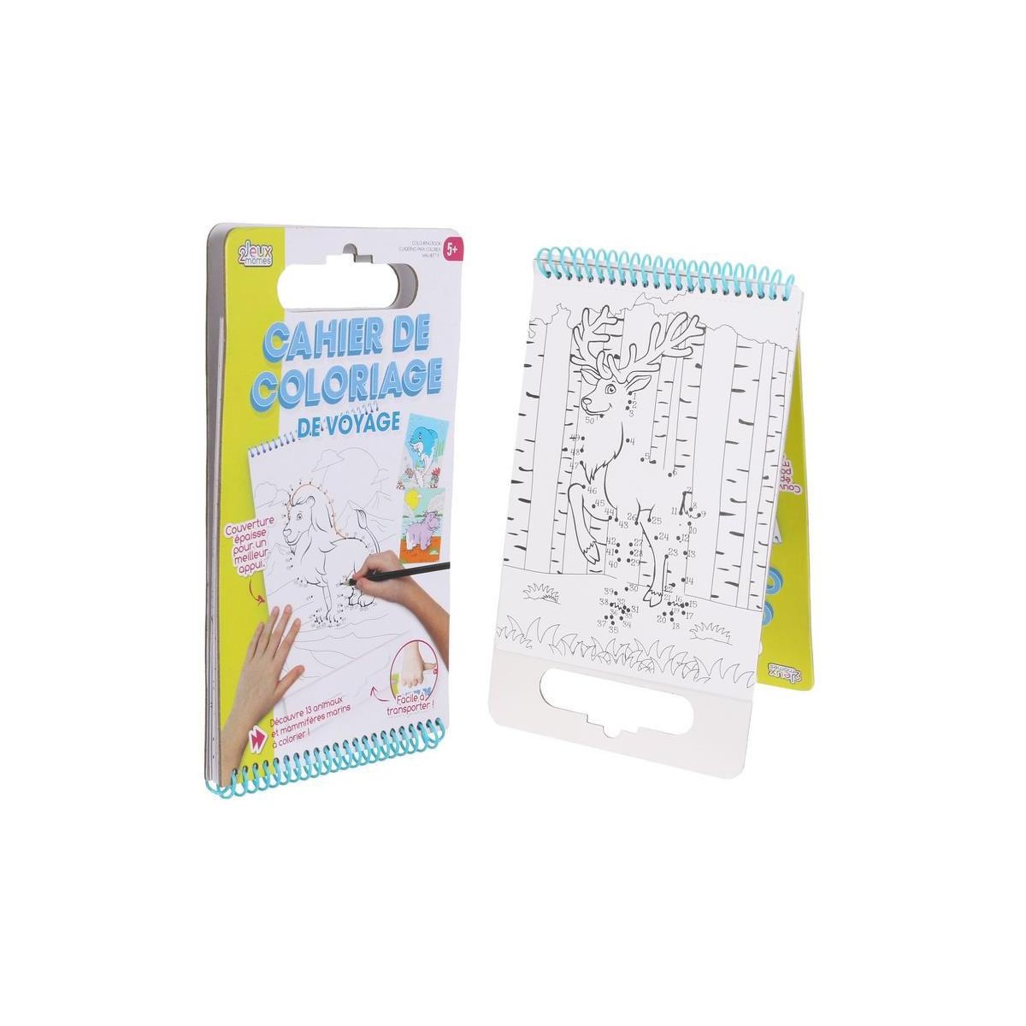 Voir la diapositive 5 : Jeux 2 momes Cahier de Coloriage  Poignée  15x25cm Blanc