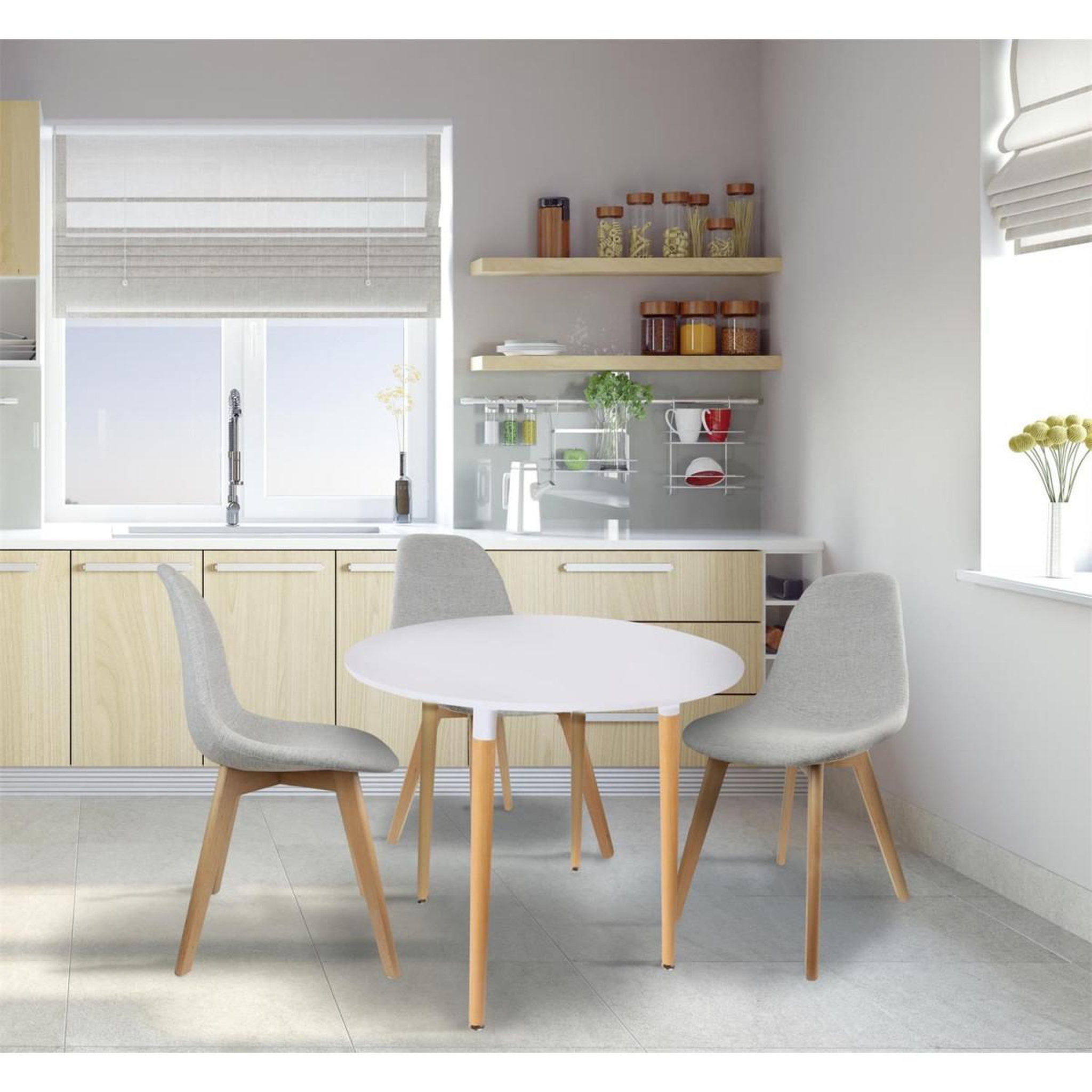 Voir la diapositive 5 : The Home Deco Factory Table de repas scandinave  pulego  76cm blanc