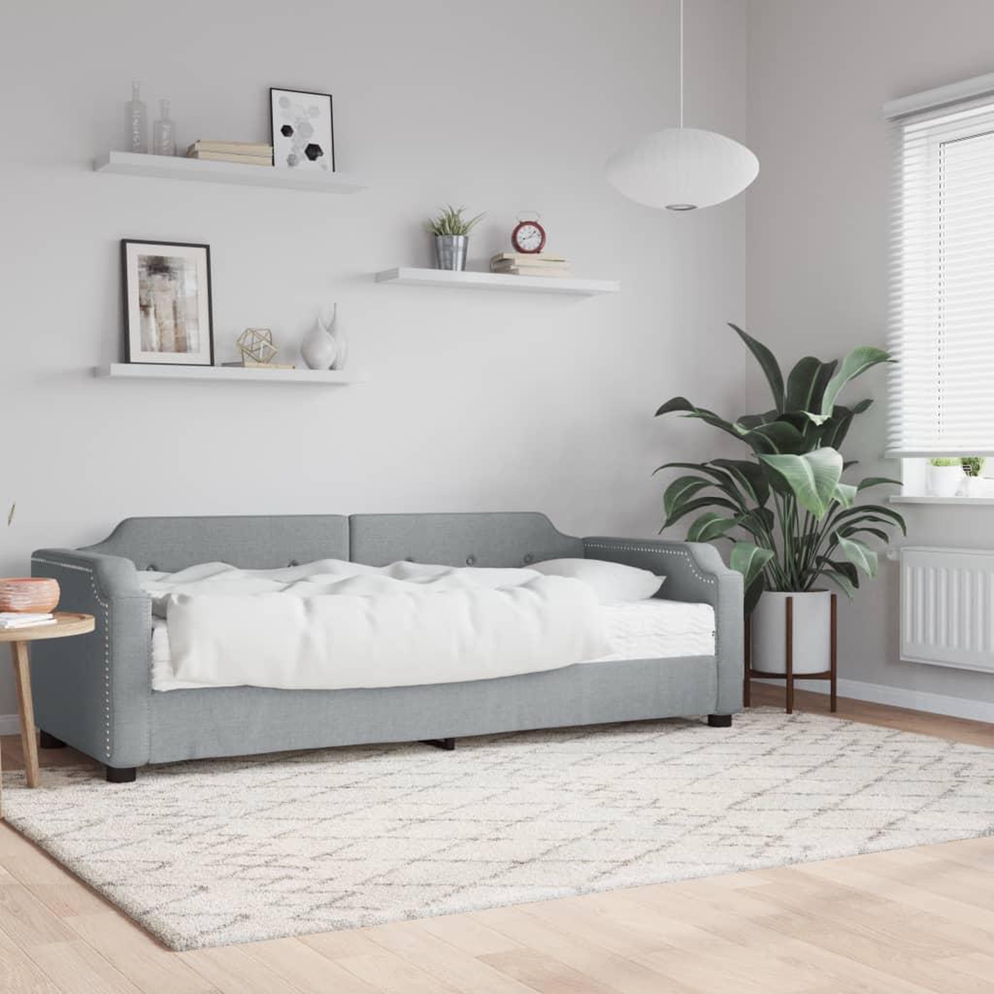 Voir la diapositive 1 : VIDAXL Lit de jour avec matelas gris clair 100x200 cm tissu