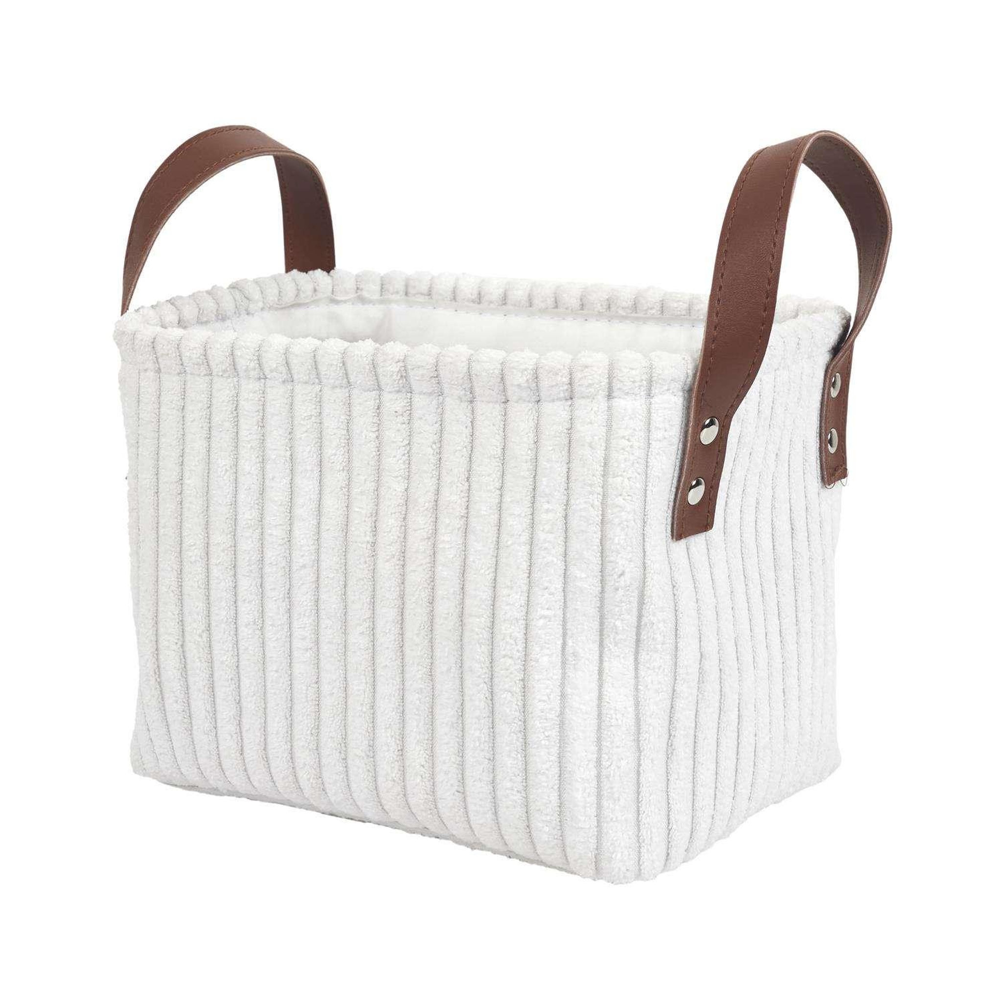 Voir la diapositive 5 : The Home Deco Factory Lot de 3 paniers de rangement en tissu côtelé - Blanc