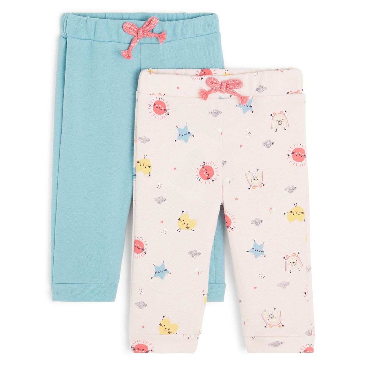 INEXTENSO Lot de 2 pantalons molleton bébé fille