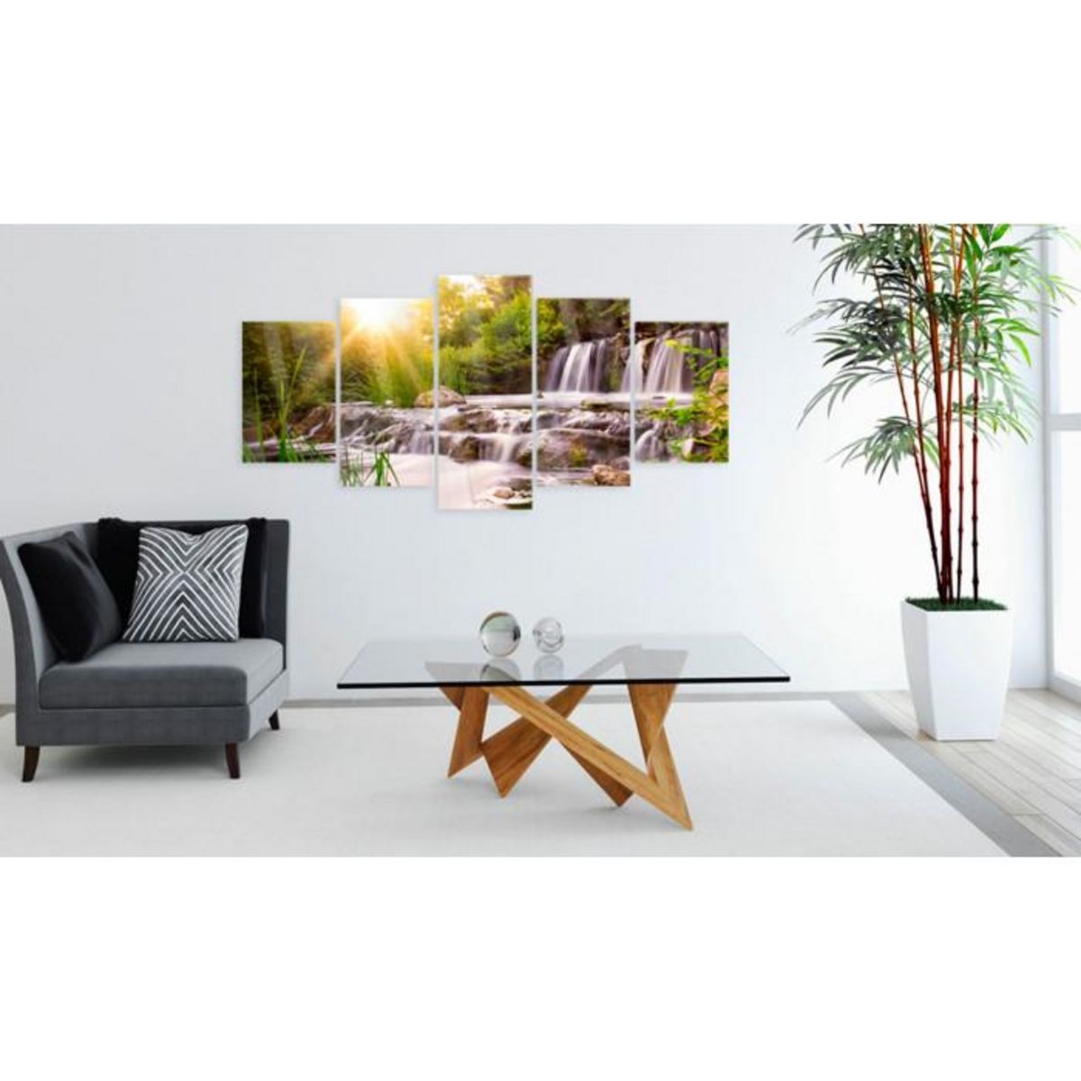 Paris Prix Tableau sur Verre Acrylique  Forest Waterfall