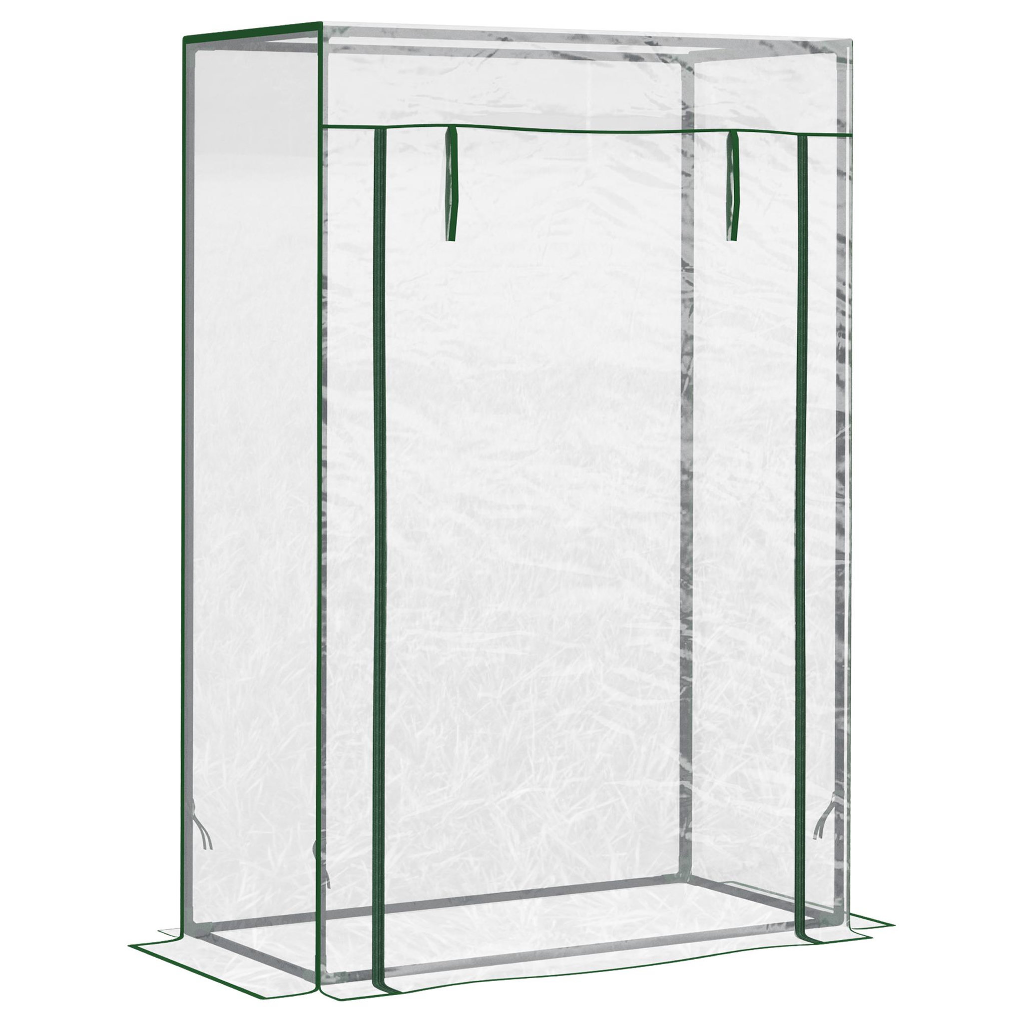 OUTSUNNY Serre de Jardin serre à tomates 1L x 0,5l x 1,5H m porte zippée déroulante acier thermolaqué PVC haute densité 140 g/m² anti-UV