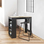 Voir la diapositive 2 : TOILINUX Table de bar mange debout Cheers avec 4 niches de rangement en MDF - Noir et Marron
