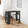 Voir la diapositive 2 : TOILINUX Table de bar mange debout Cheers avec 4 niches de rangement en MDF - Noir et Marron