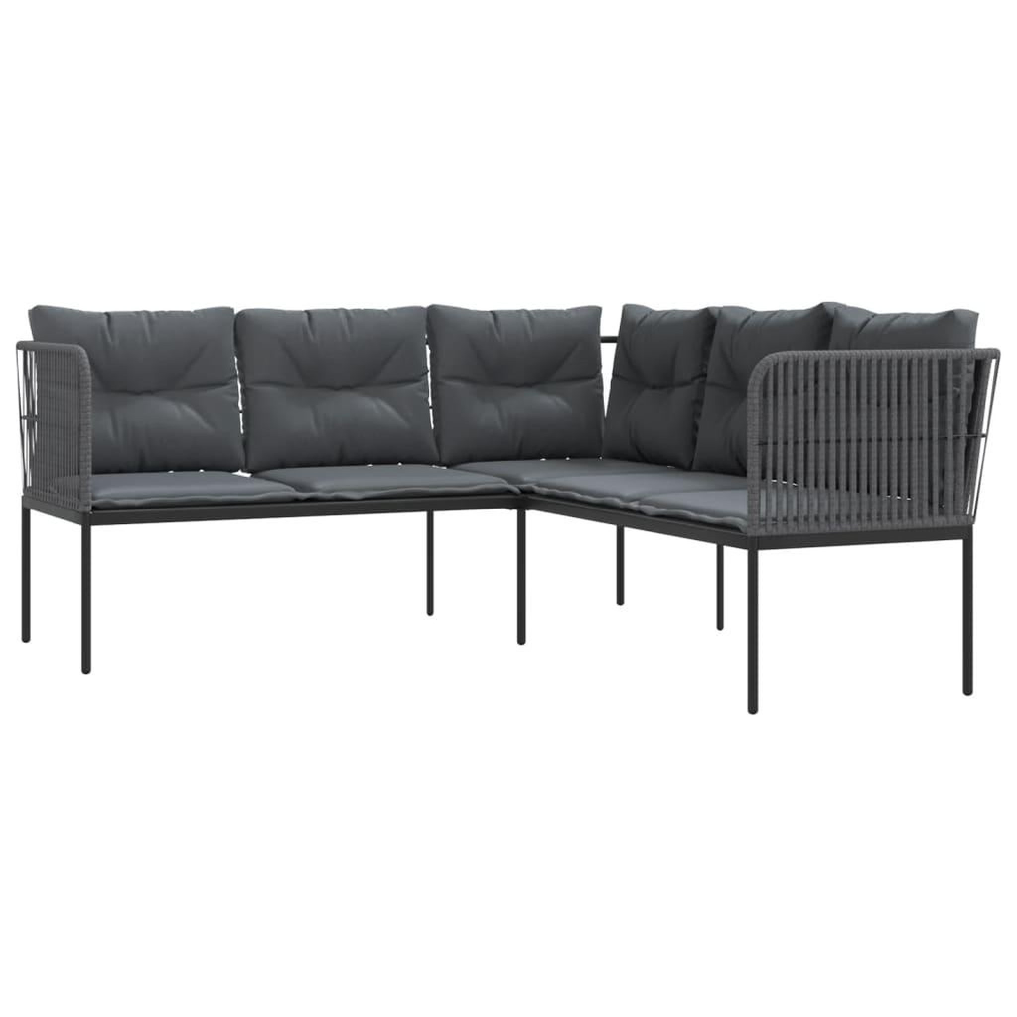Voir la diapositive 2 : VIDAXL Canape de jardin avec coussins forme de L noir acier textilene