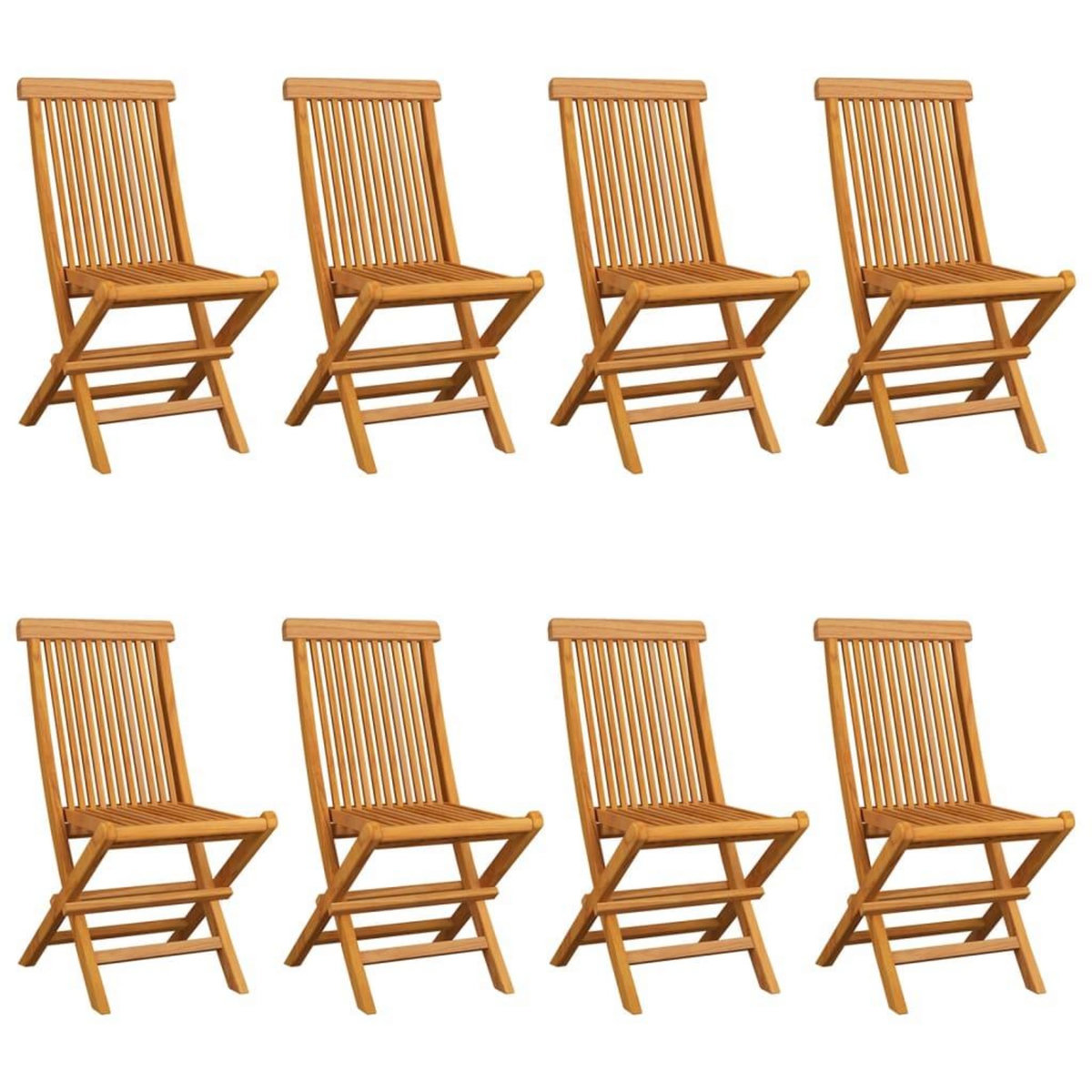 VIDAXL Chaises de jardin et coussins bleu lot de 8 Bois de teck massif