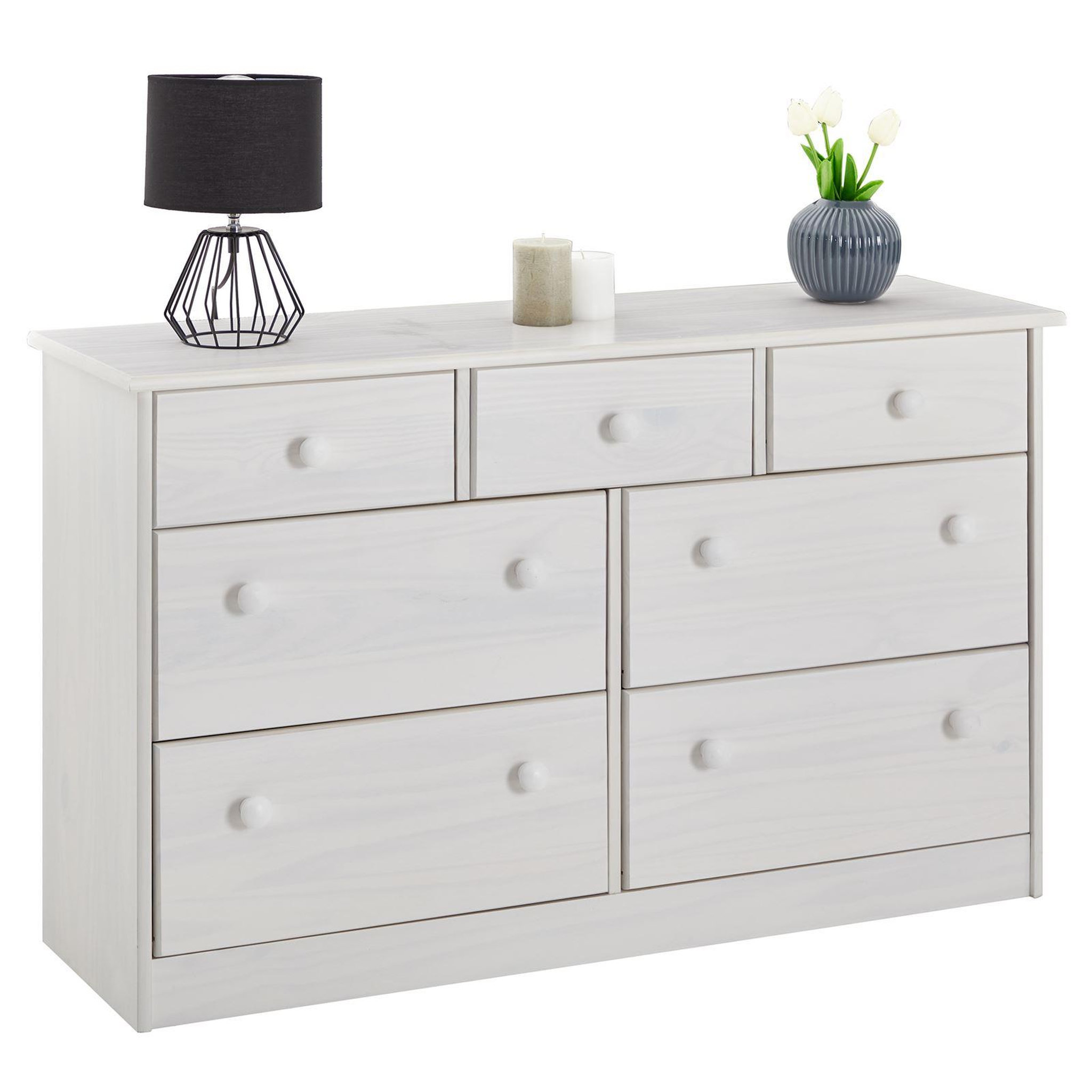Voir la diapositive 1 : IDIMEX Commode en pin rondo, 3+4 tiroirs