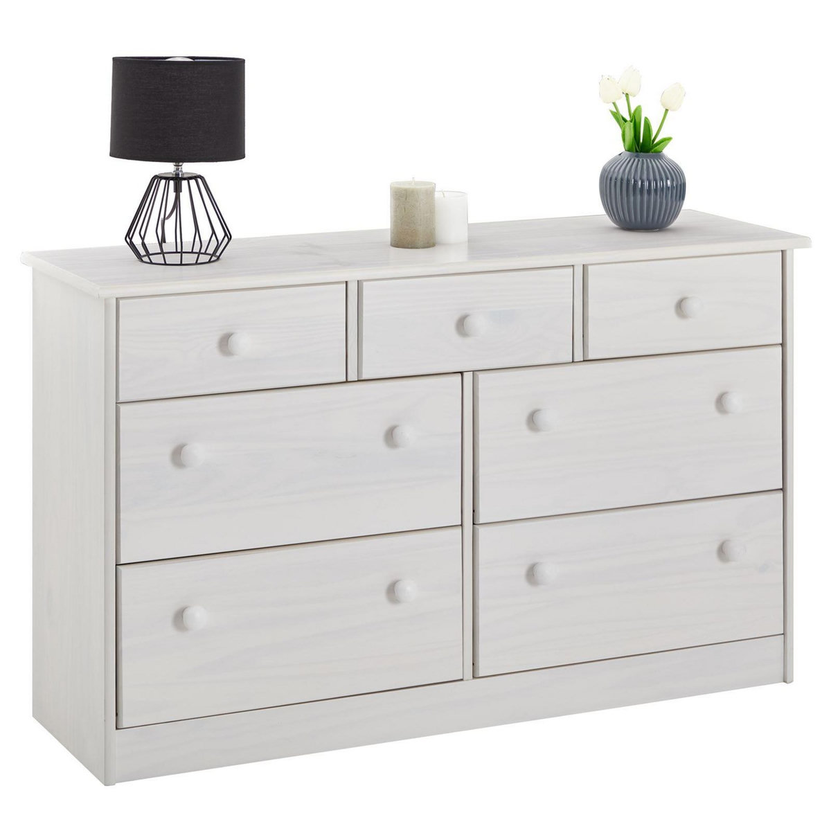 IDIMEX Commode en pin RONDO, 3+4 tiroirs