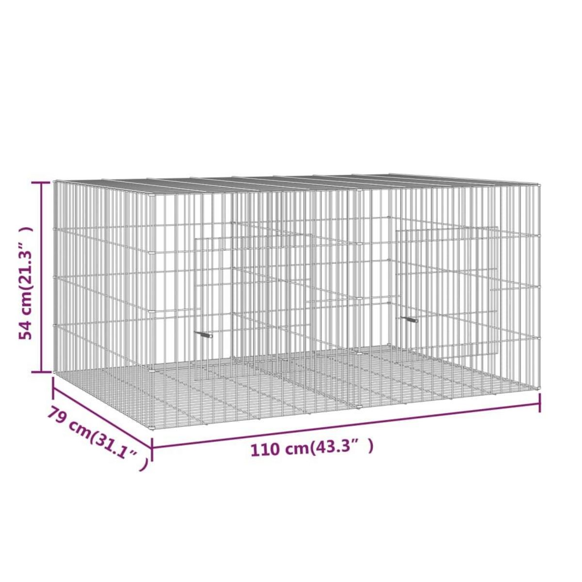 VIDAXL Cage a lapin 2 panneaux 110x79x54 cm Fer galvanise