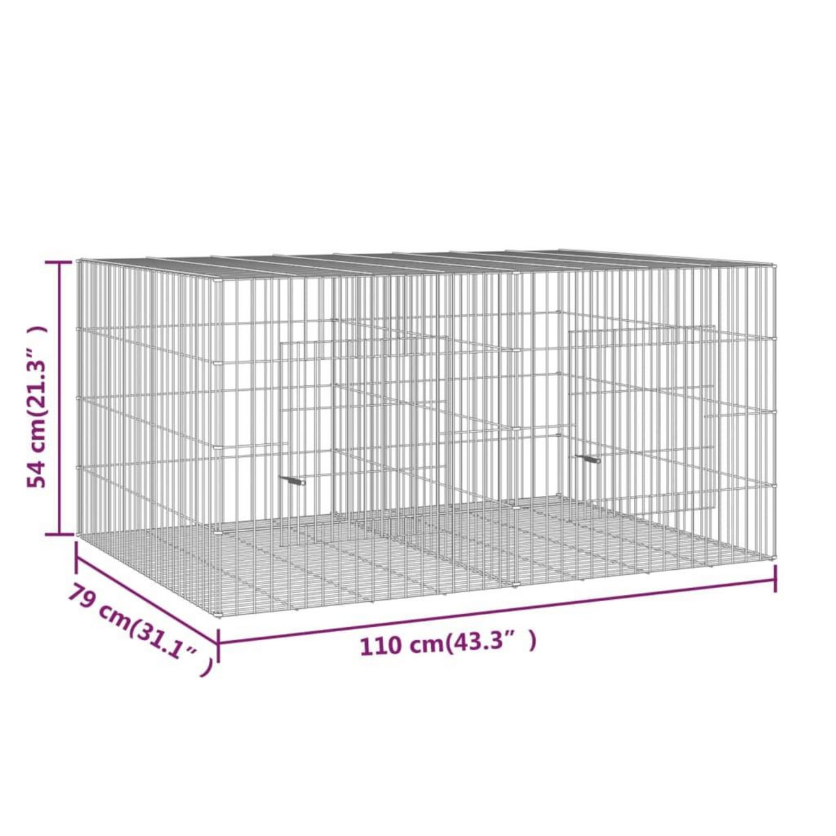 VIDAXL Cage a lapin 2 panneaux 110x79x54 cm Fer galvanise