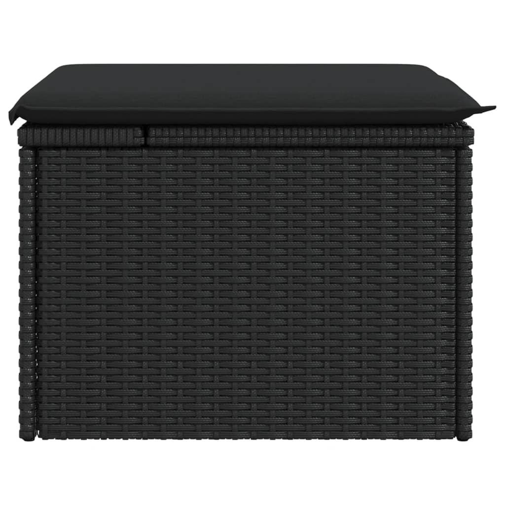 Voir la diapositive 5 : VIDAXL Tabouret de jardin avec coussin noir 55x55x37 cm resine tressee