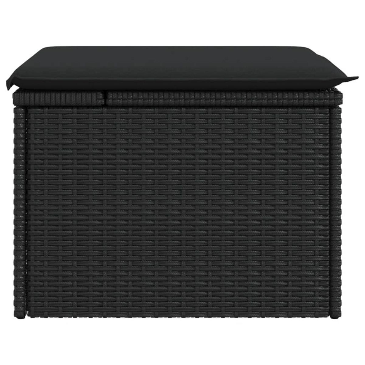 VIDAXL Tabouret de jardin avec coussin noir 55x55x37 cm resine tressee