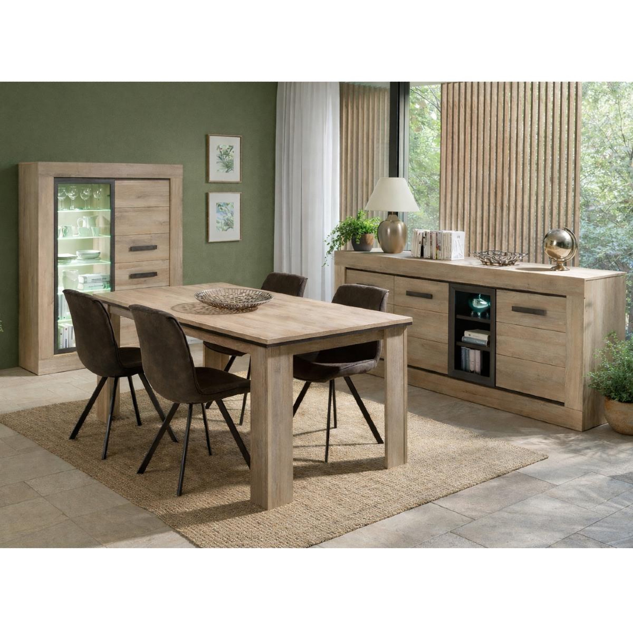 Voir la diapositive 4 : JLC KREATION Argentier-bar moderne avec LED en bois avec porte vitrée MOA